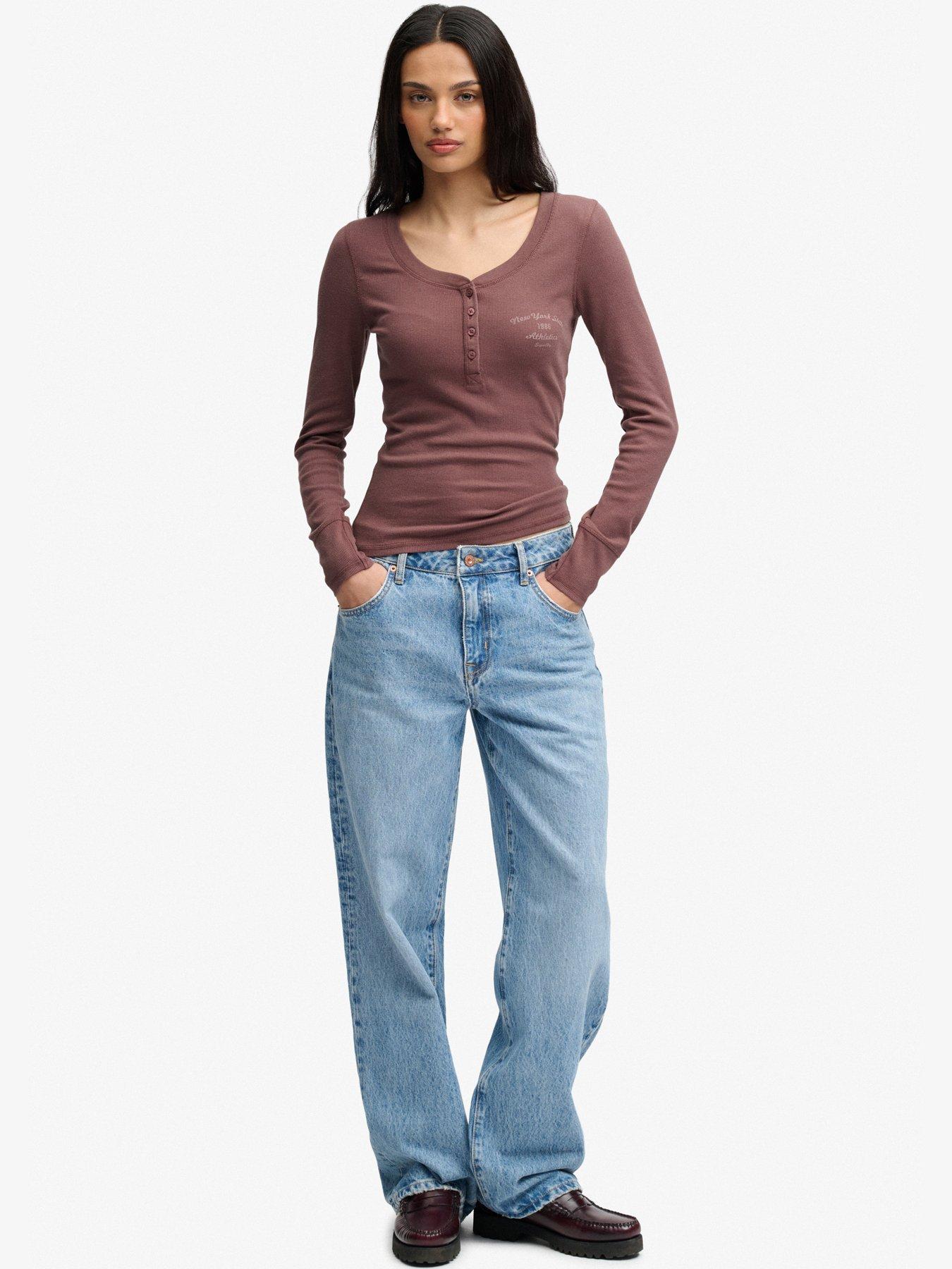 Image 3 of 7 of Superdry Superdry Athletic Button Down Long Sleeve T-shirt - Brown