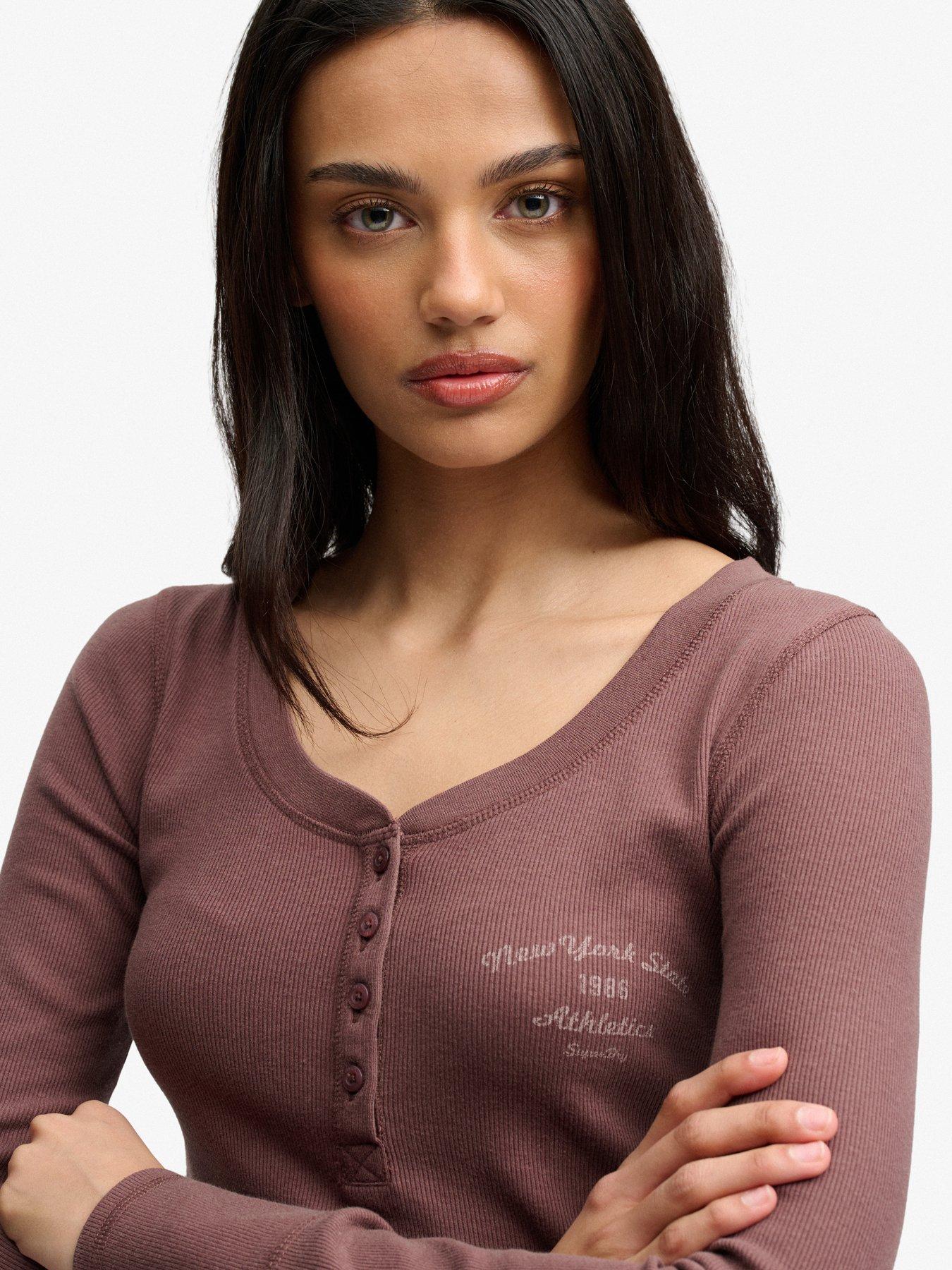 Image 5 of 7 of Superdry Superdry Athletic Button Down Long Sleeve T-shirt - Brown