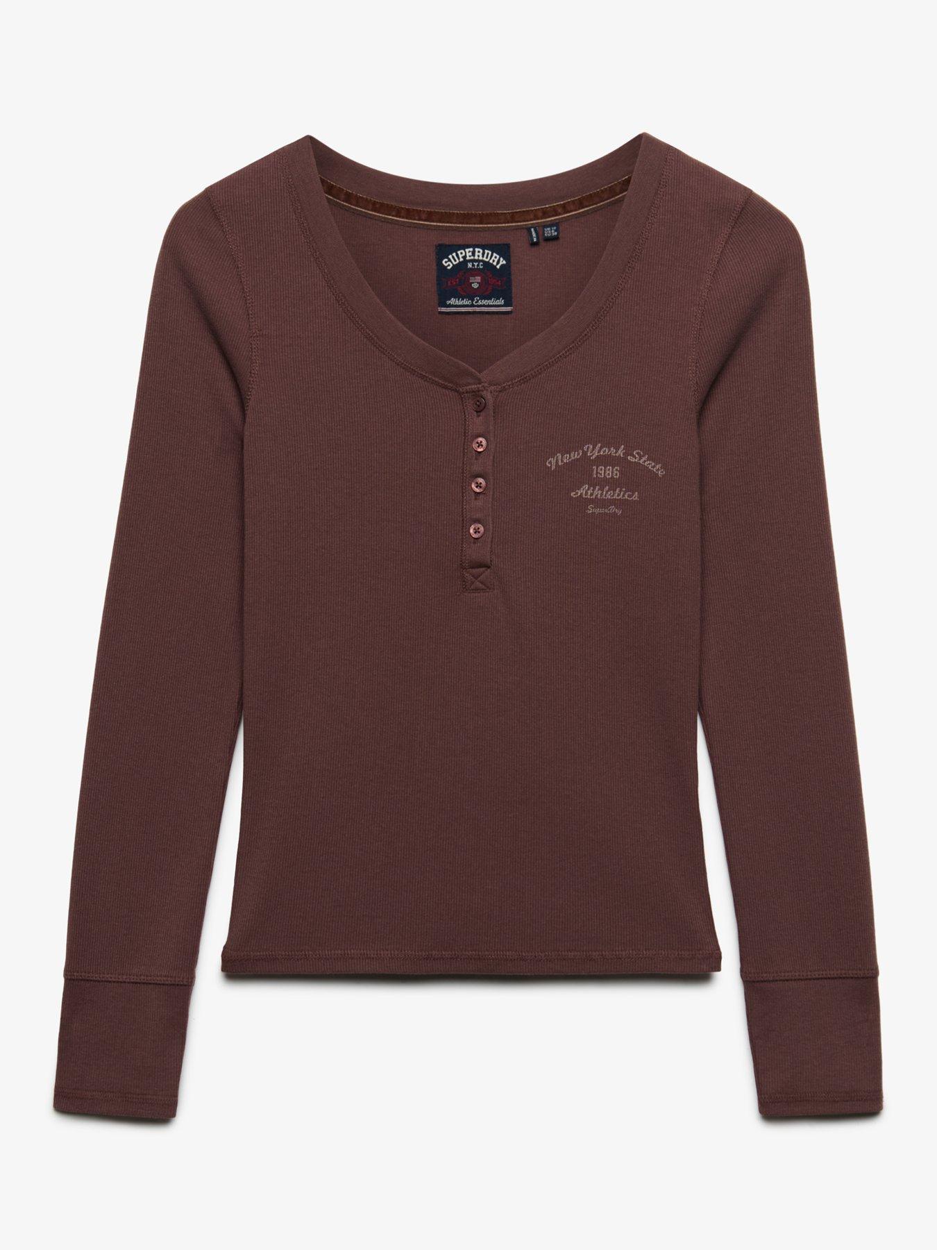 Image 7 of 7 of Superdry Superdry Athletic Button Down Long Sleeve T-shirt - Brown