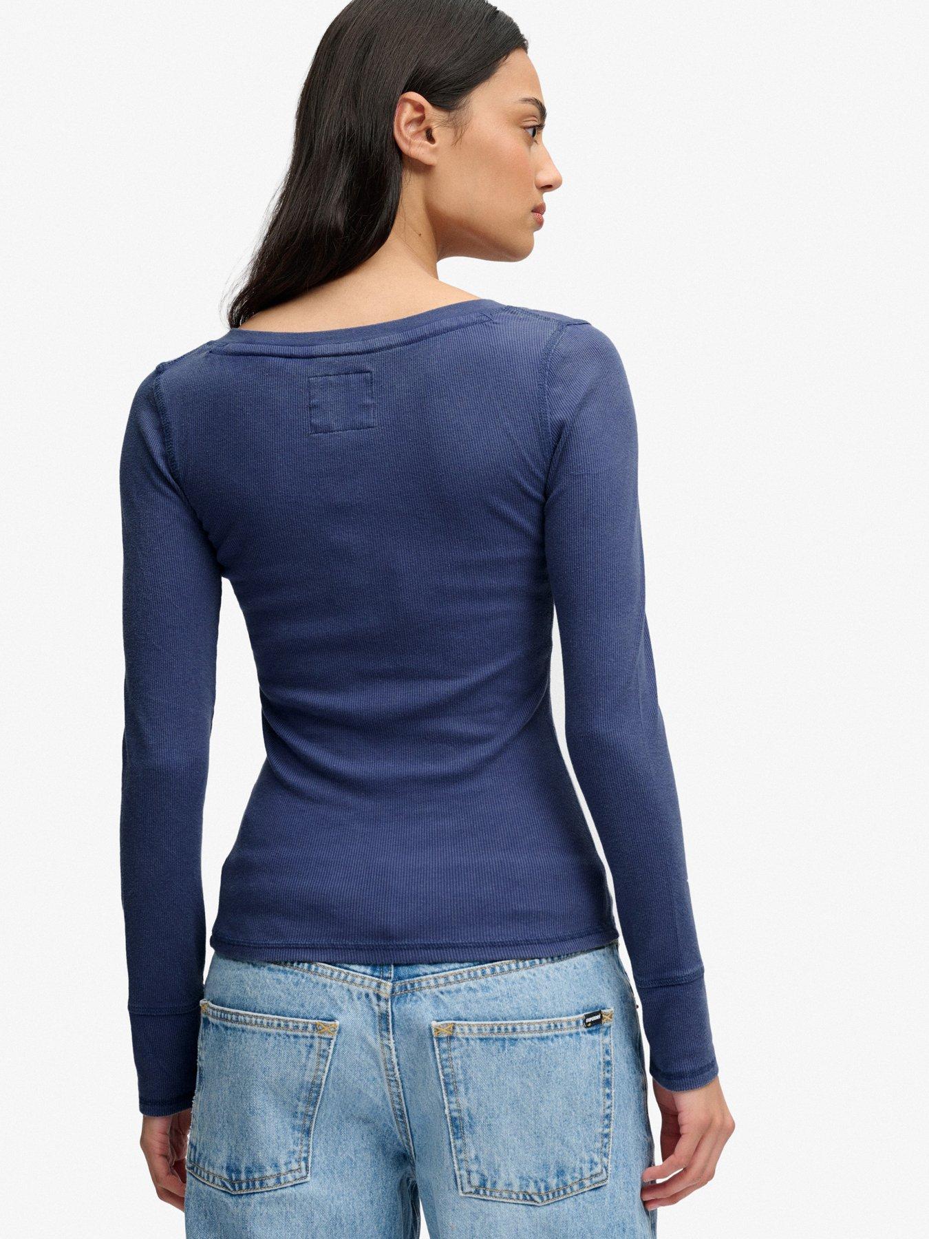 Image 2 of 7 of Superdry Superdry Athletic Button Down Long Sleeve T-shirt - Navy