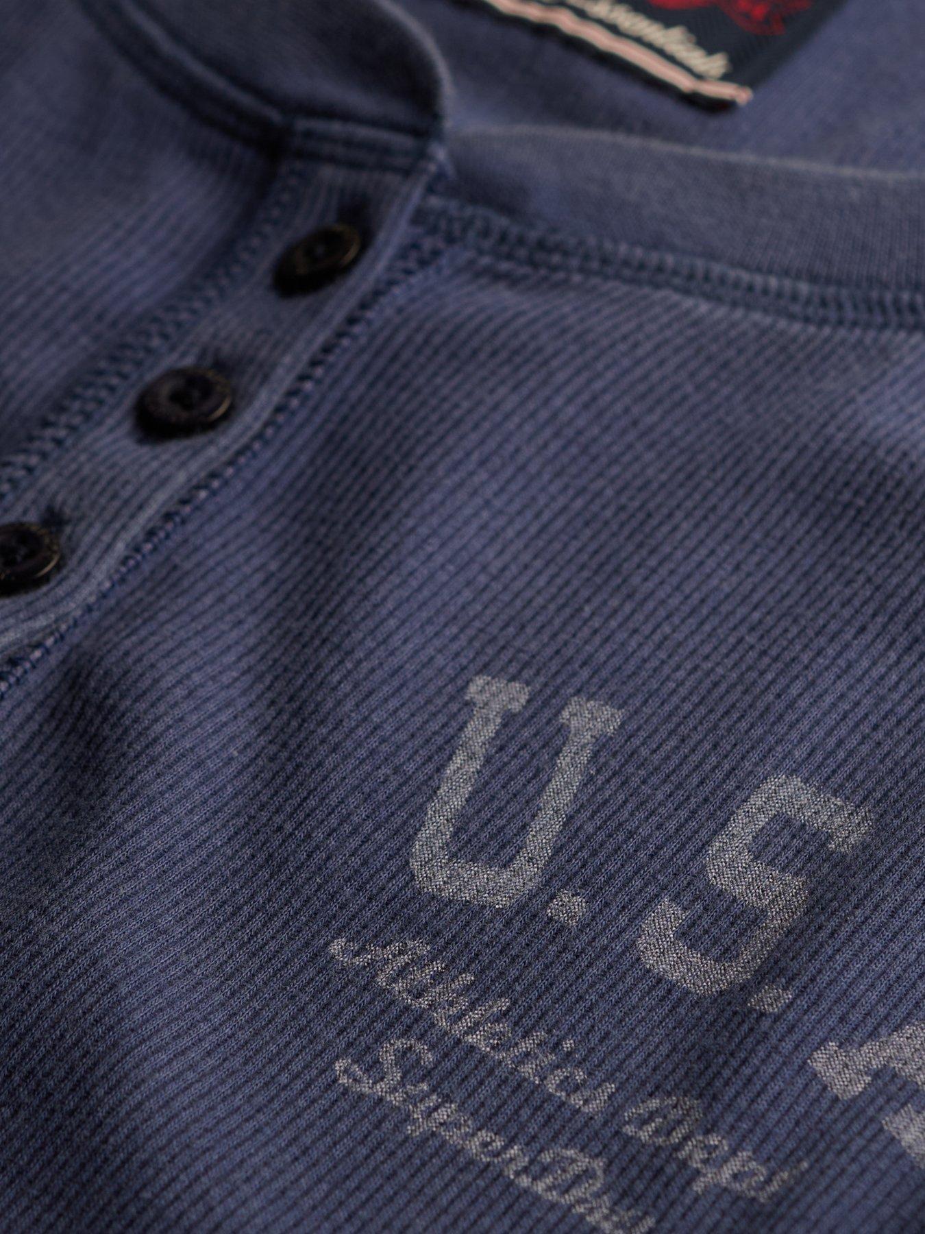 Image 6 of 7 of Superdry Superdry Athletic Button Down Long Sleeve T-shirt - Navy