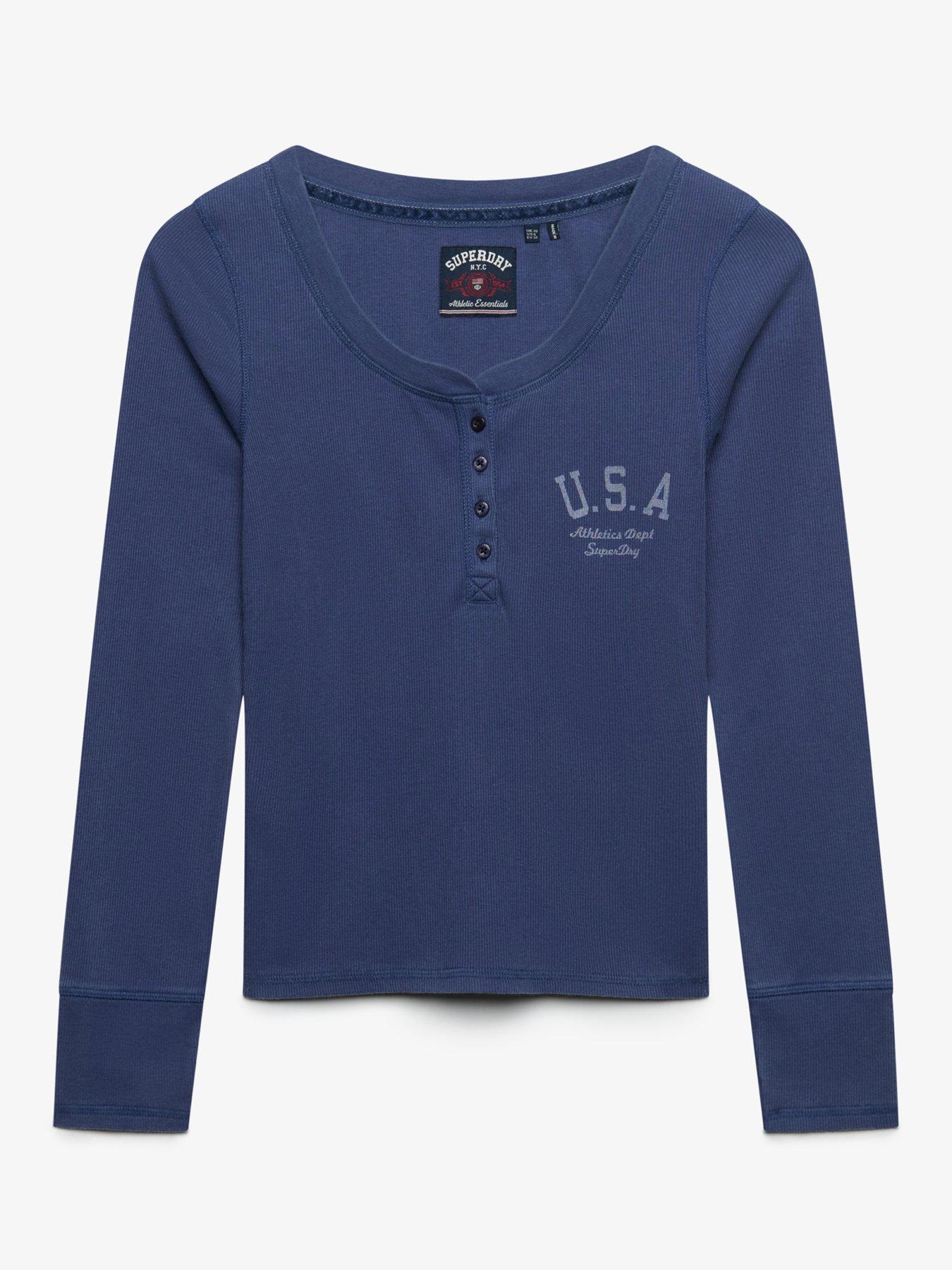 Image 7 of 7 of Superdry Superdry Athletic Button Down Long Sleeve T-shirt - Navy