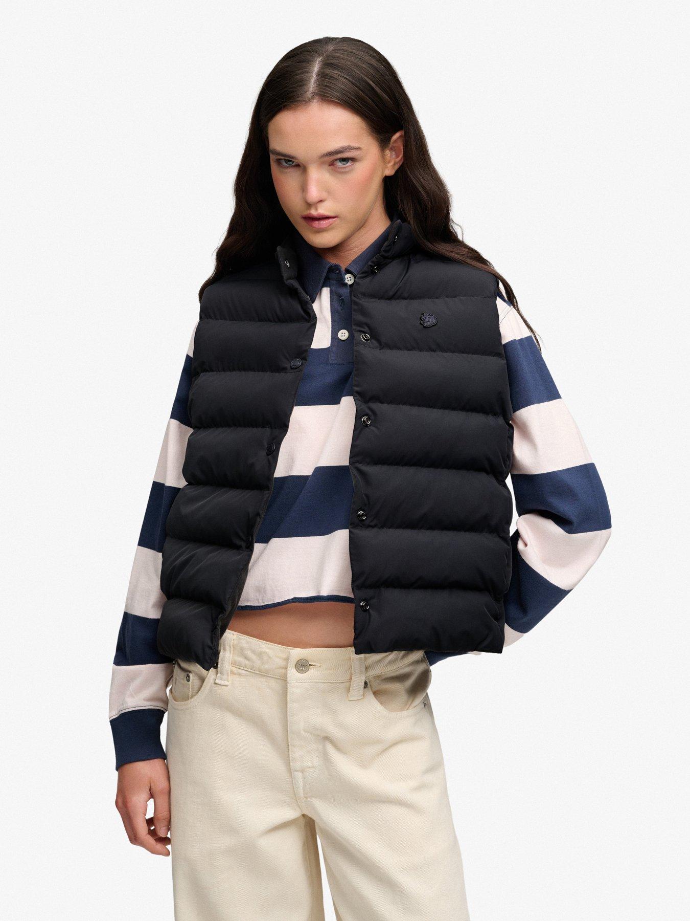 Image 1 of 6 of Superdry Superdry Entry Padded Snap Gilet - Black