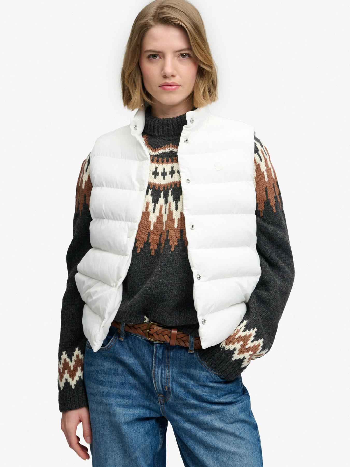 Image 1 of 7 of Superdry Superdry Entry Padded Snap Gilet - White