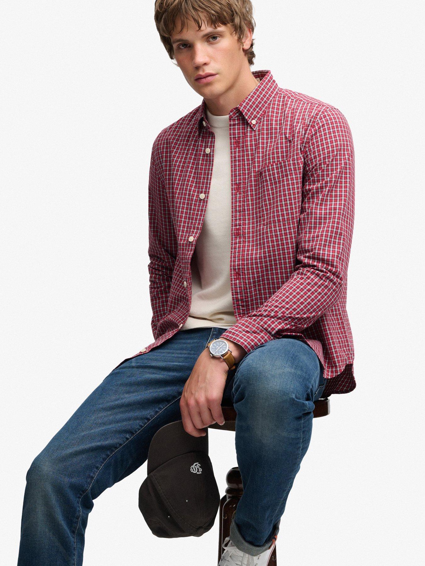 Image 4 of 6 of Superdry Preppy Poplin Long Sleeve Shirt - Red