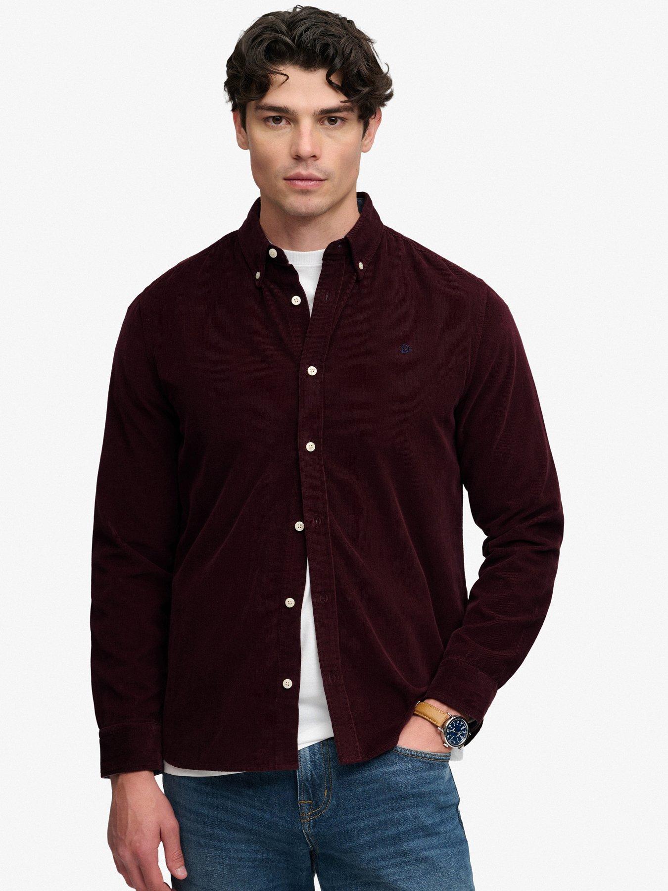 Image 1 of 7 of Superdry Superdry Classic Needle Cord Shirt - Dark Red