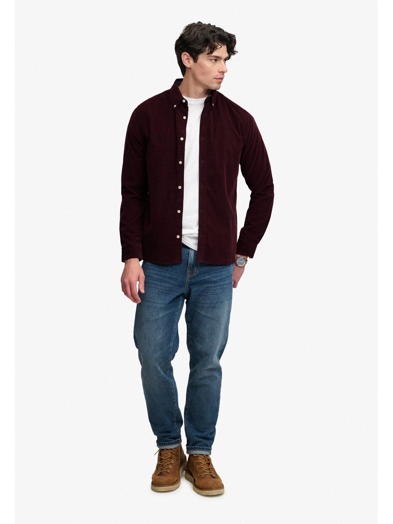Image 3 of 7 of Superdry Superdry Classic Needle Cord Shirt - Dark Red