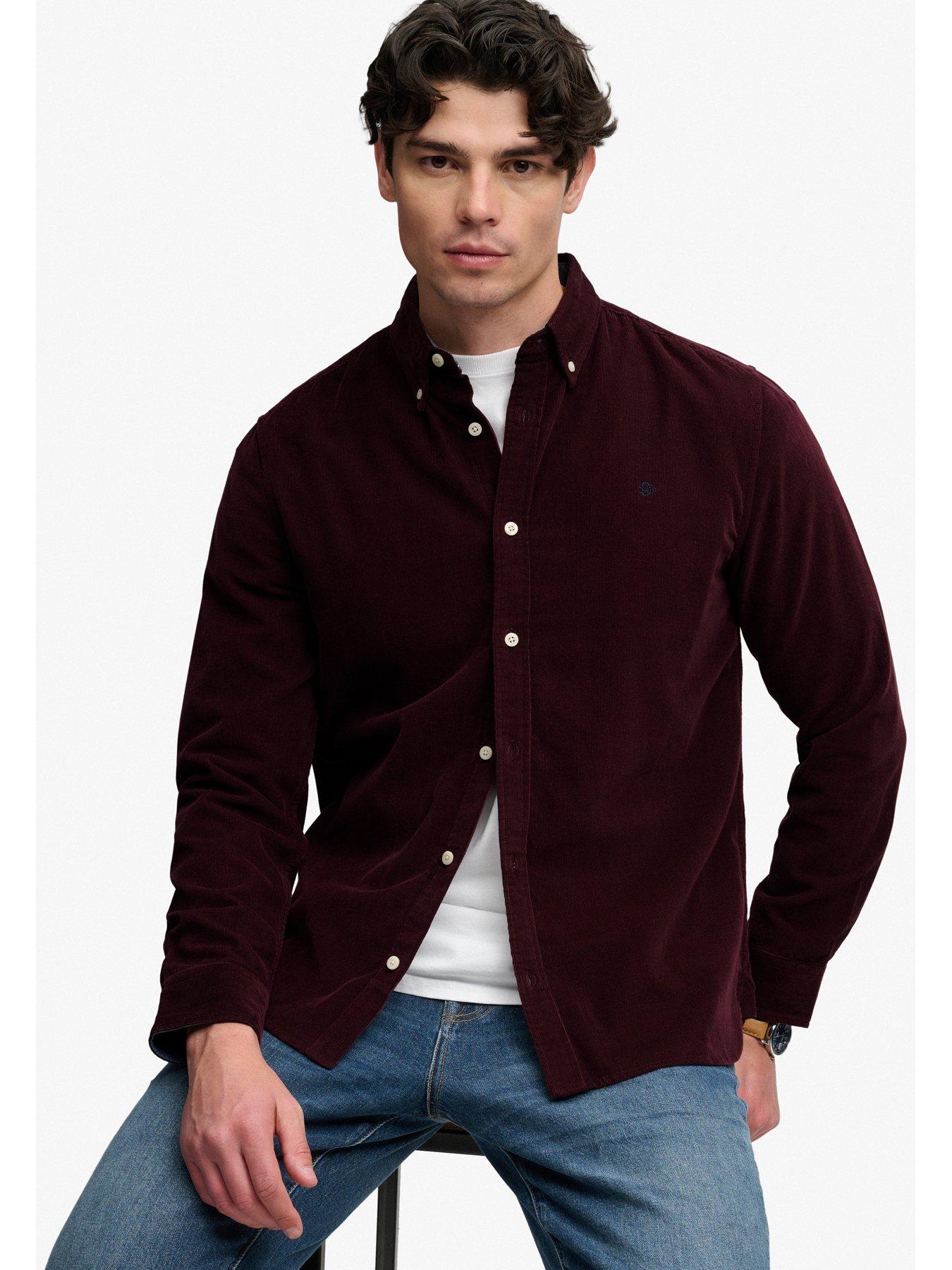 Image 4 of 7 of Superdry Superdry Classic Needle Cord Shirt - Dark Red