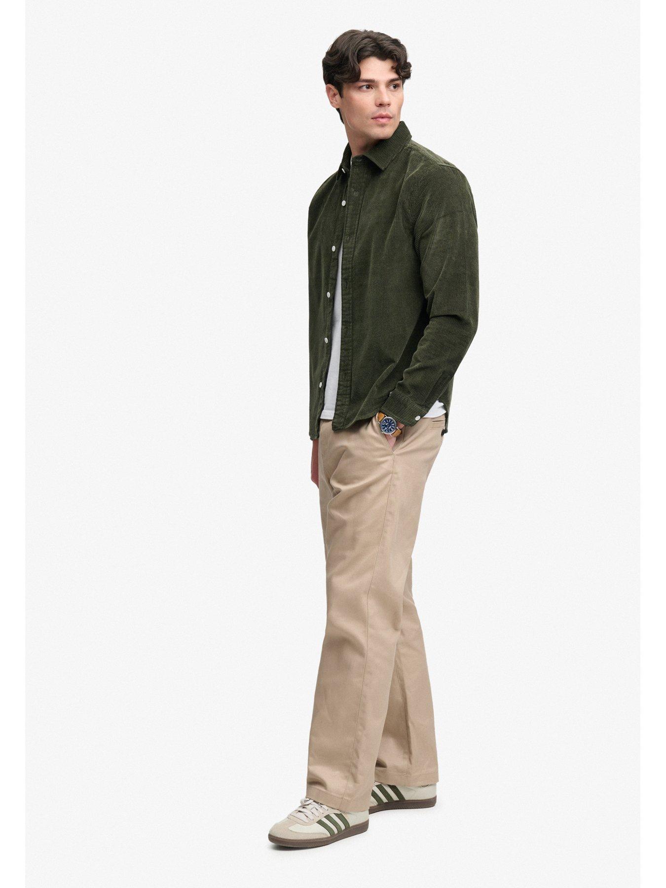 Image 3 of 7 of Superdry Mens Cord Button-Through Long Sleeve Overshirt- Green