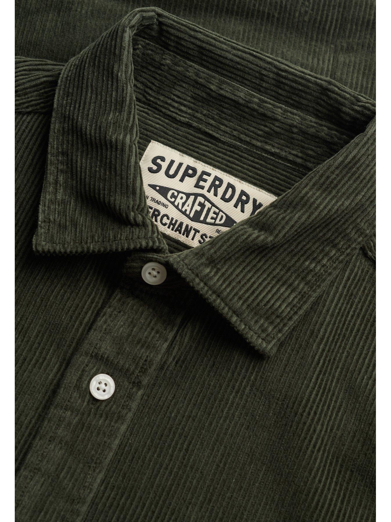 Image 6 of 7 of Superdry Mens Cord Button-Through Long Sleeve Overshirt- Green