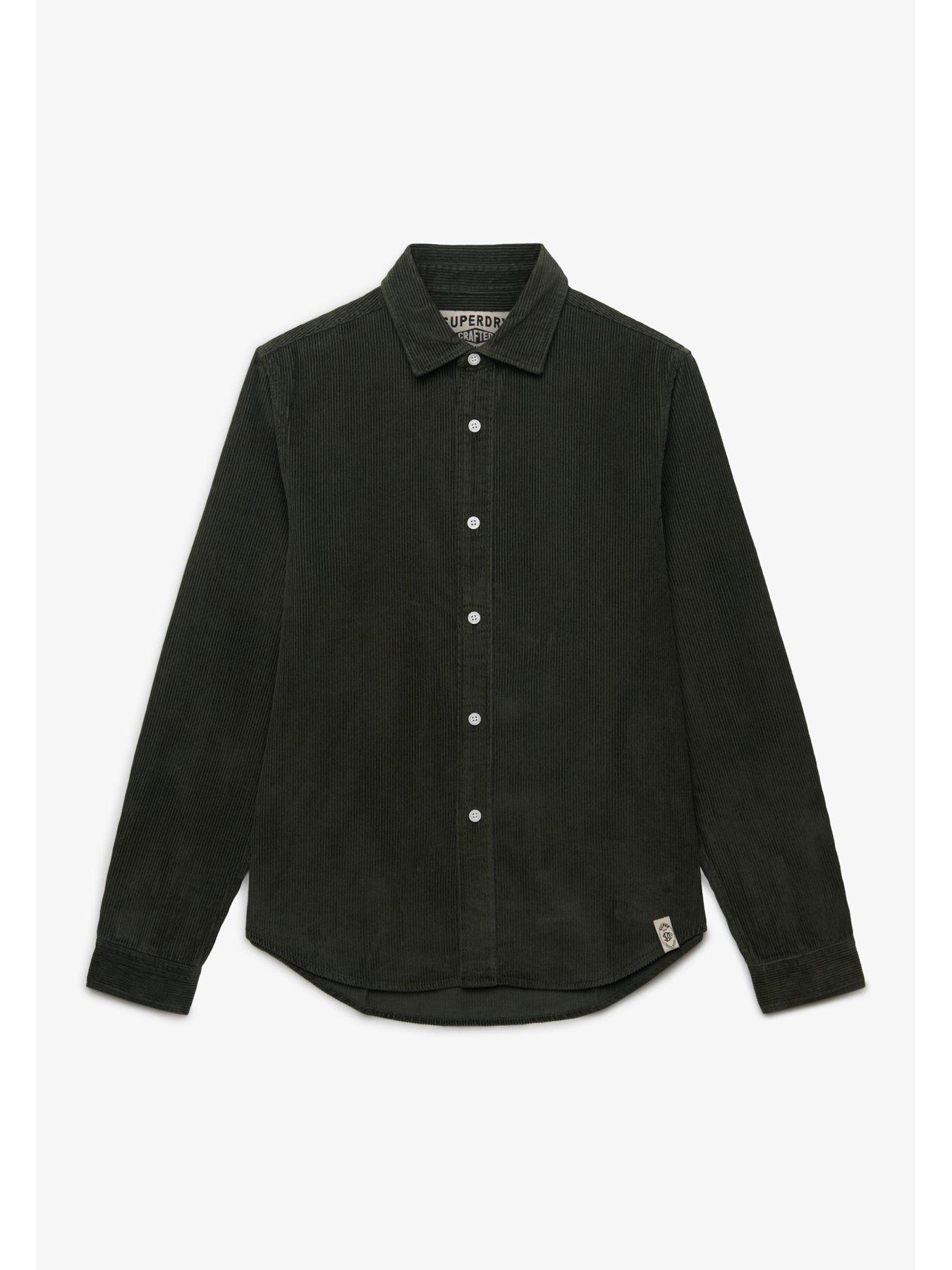 Image 7 of 7 of Superdry Mens Cord Button-Through Long Sleeve Overshirt- Green