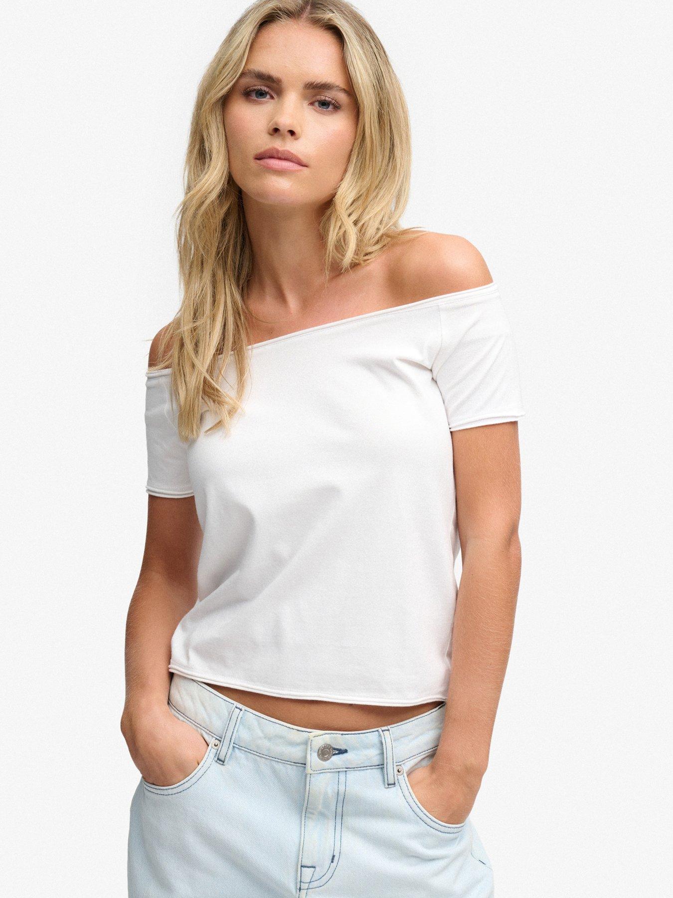 Image 1 of 6 of Superdry Superdry Off Shoulder Bardot Top - White
