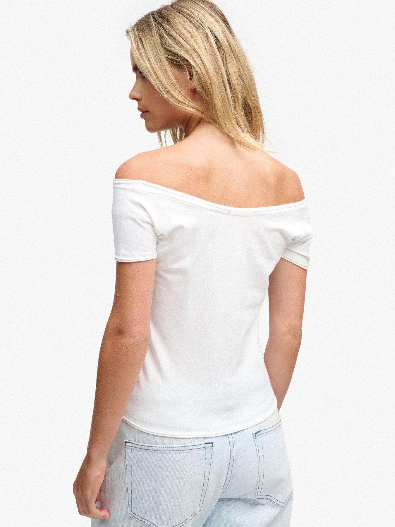 Image 2 of 6 of Superdry Superdry Off Shoulder Bardot Top - White