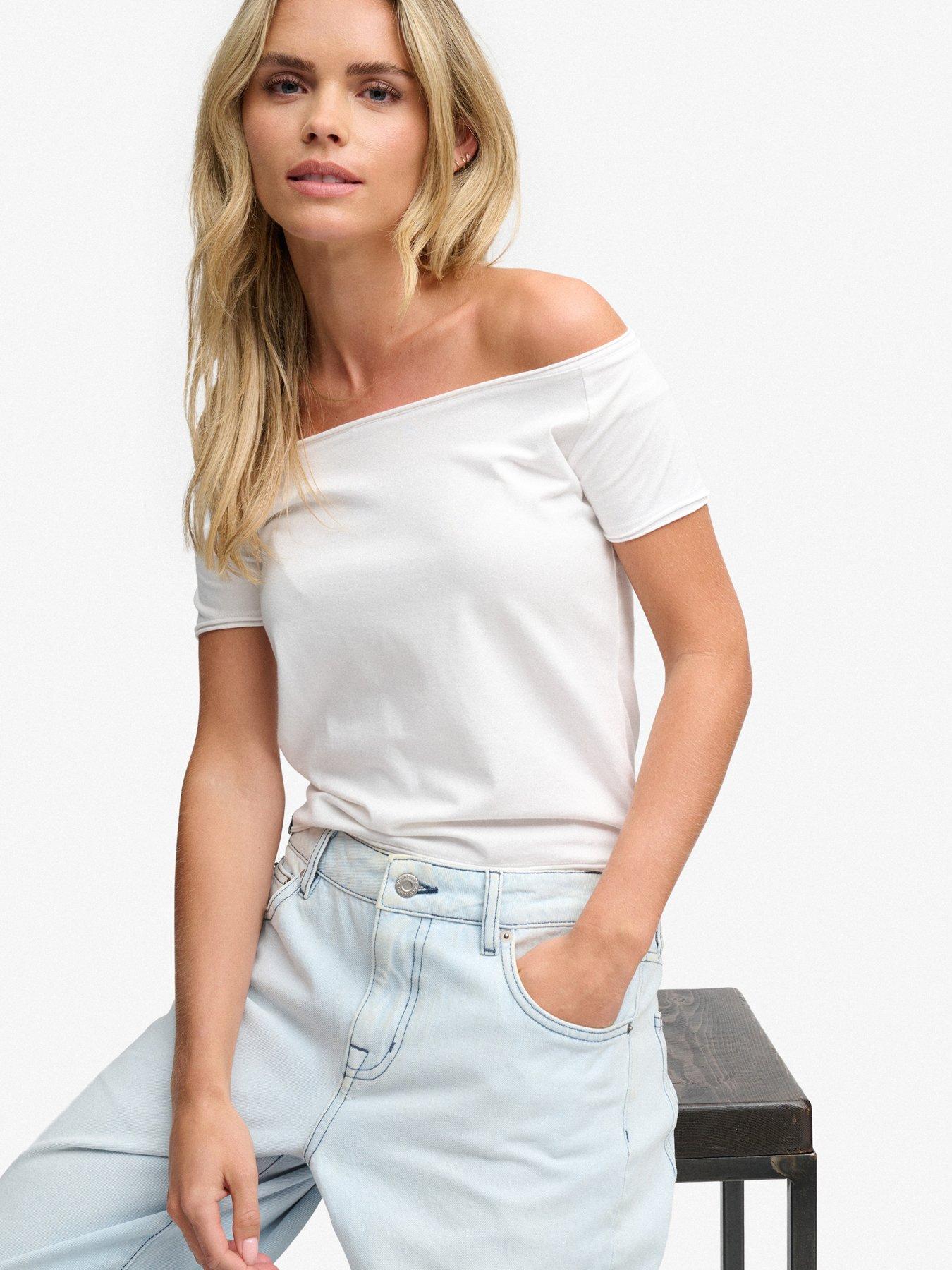 Image 4 of 6 of Superdry Superdry Off Shoulder Bardot Top - White