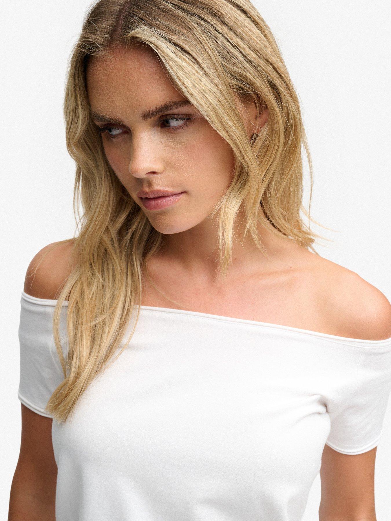 Image 5 of 6 of Superdry Superdry Off Shoulder Bardot Top - White