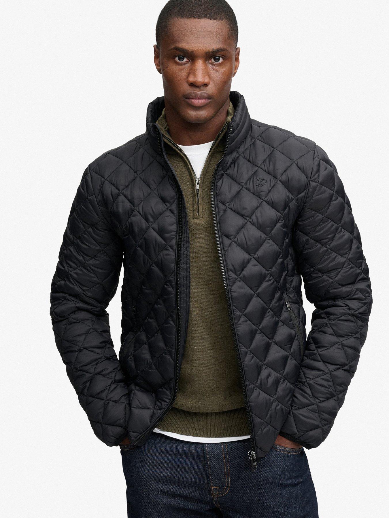 Image 1 of 7 of Superdry Mens Fuji Diamond Quilted Lightweight Jacket - Black
