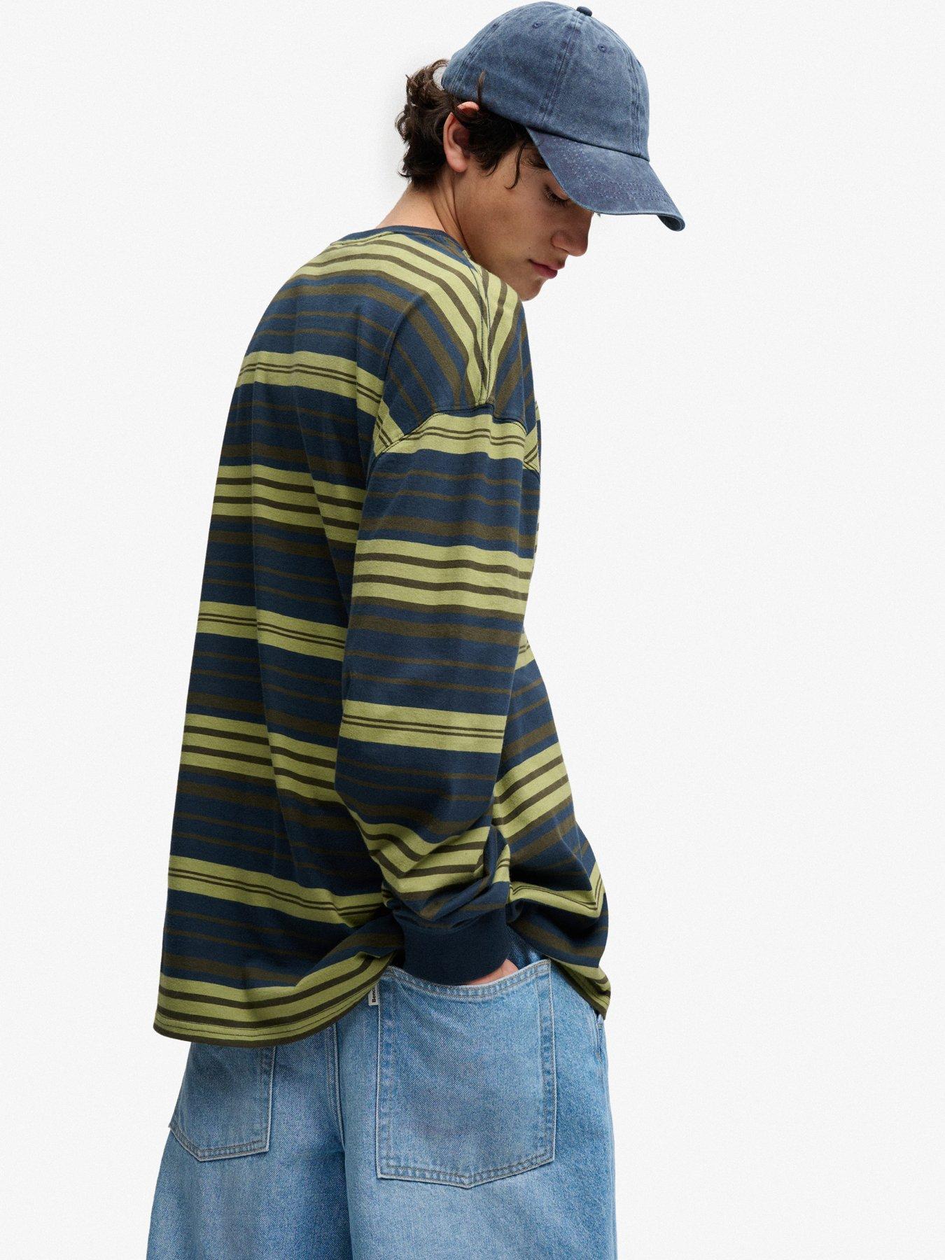 Image 2 of 5 of Superdry Superdry Oversized Stripe Long Sleeve T-shirt - Navy
