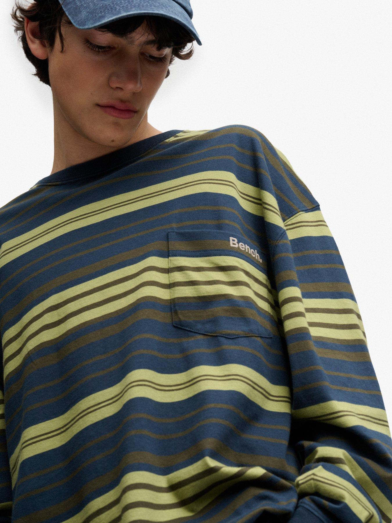 Image 4 of 5 of Superdry Superdry Oversized Stripe Long Sleeve T-shirt - Navy