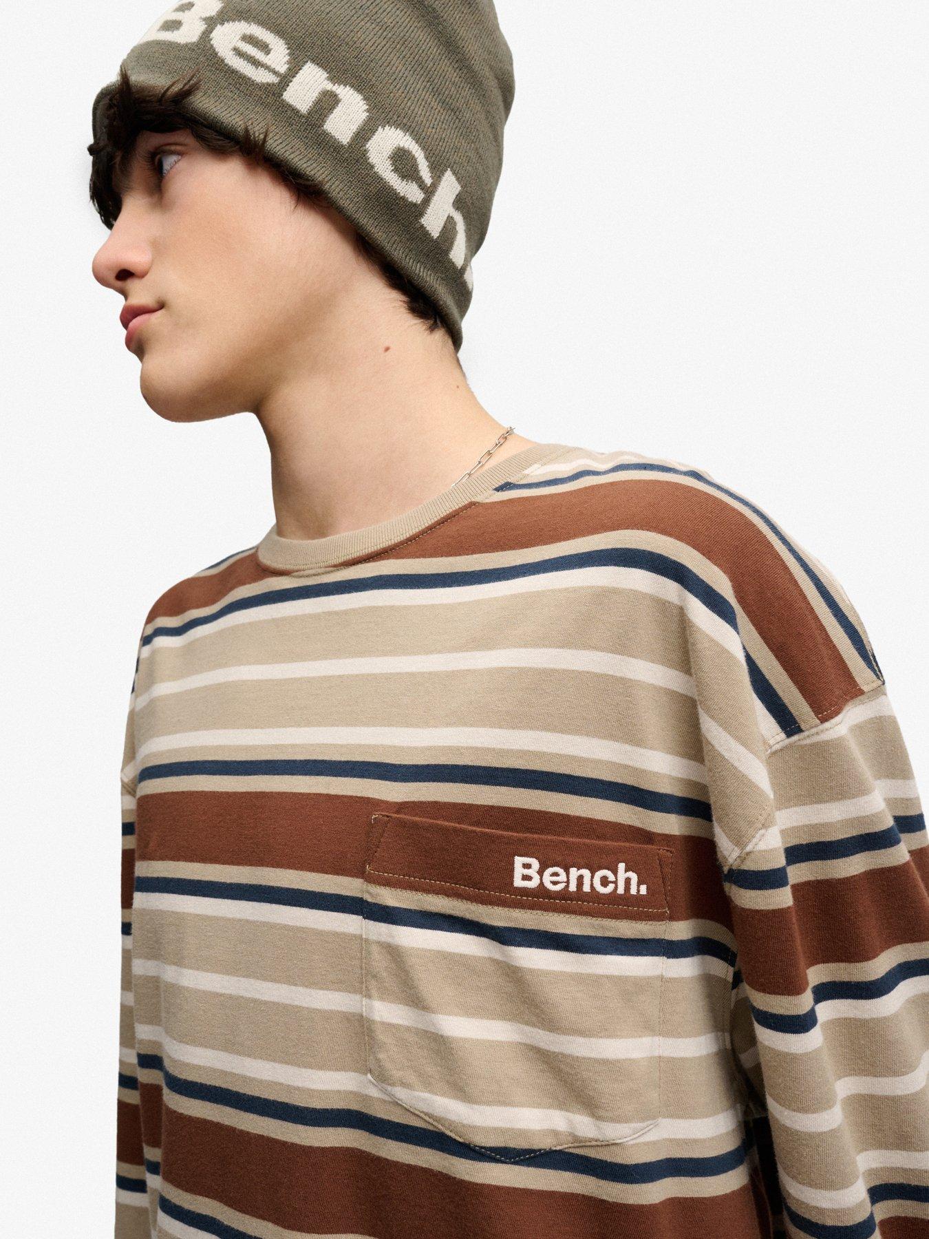 Image 4 of 5 of Superdry Mens Oversized Stripe Long Sleeve T-Shirt - Brown