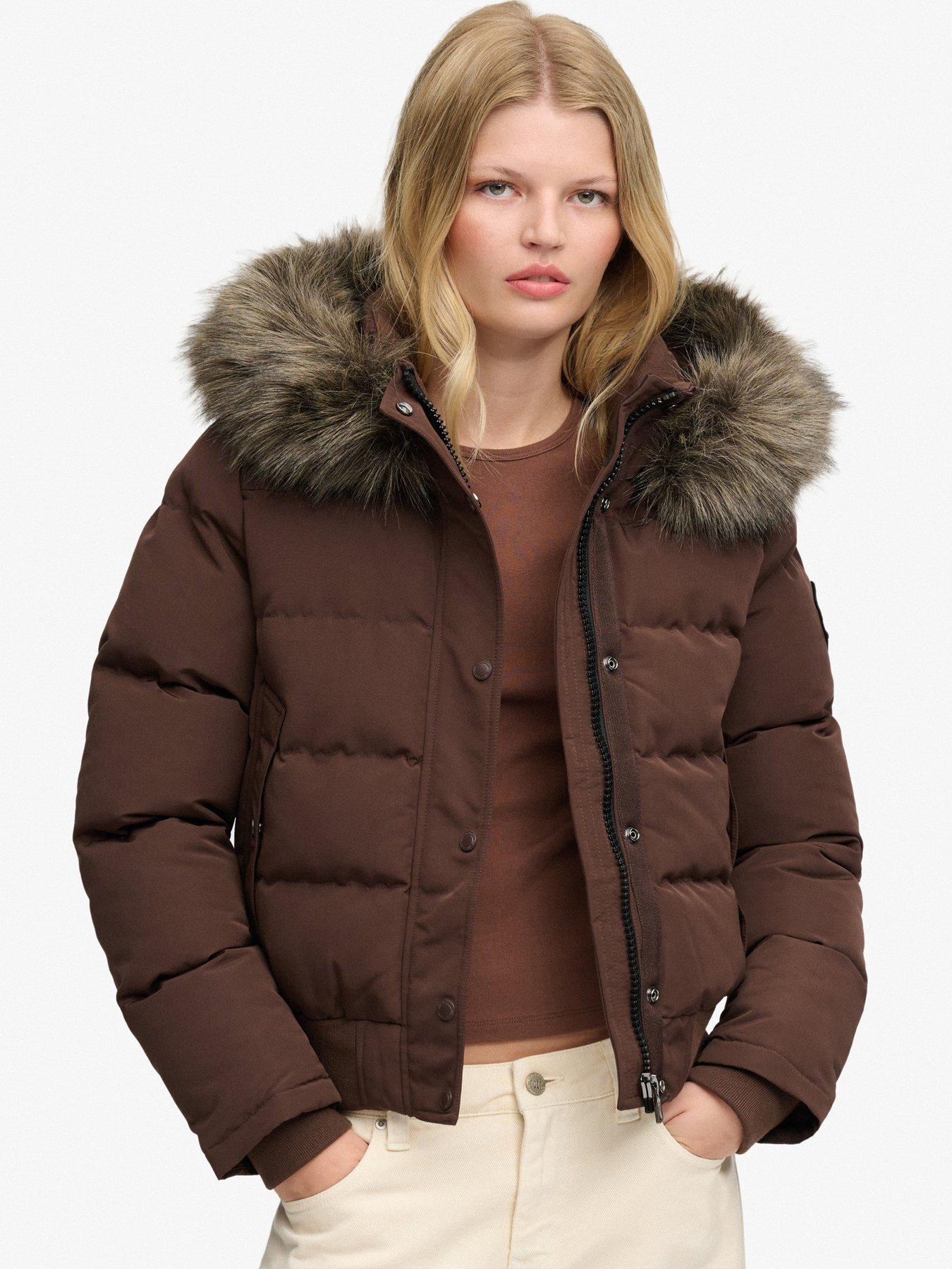 Image 1 of 7 of Superdry Superdry Everest Hooded Bomber Jacket - Brown