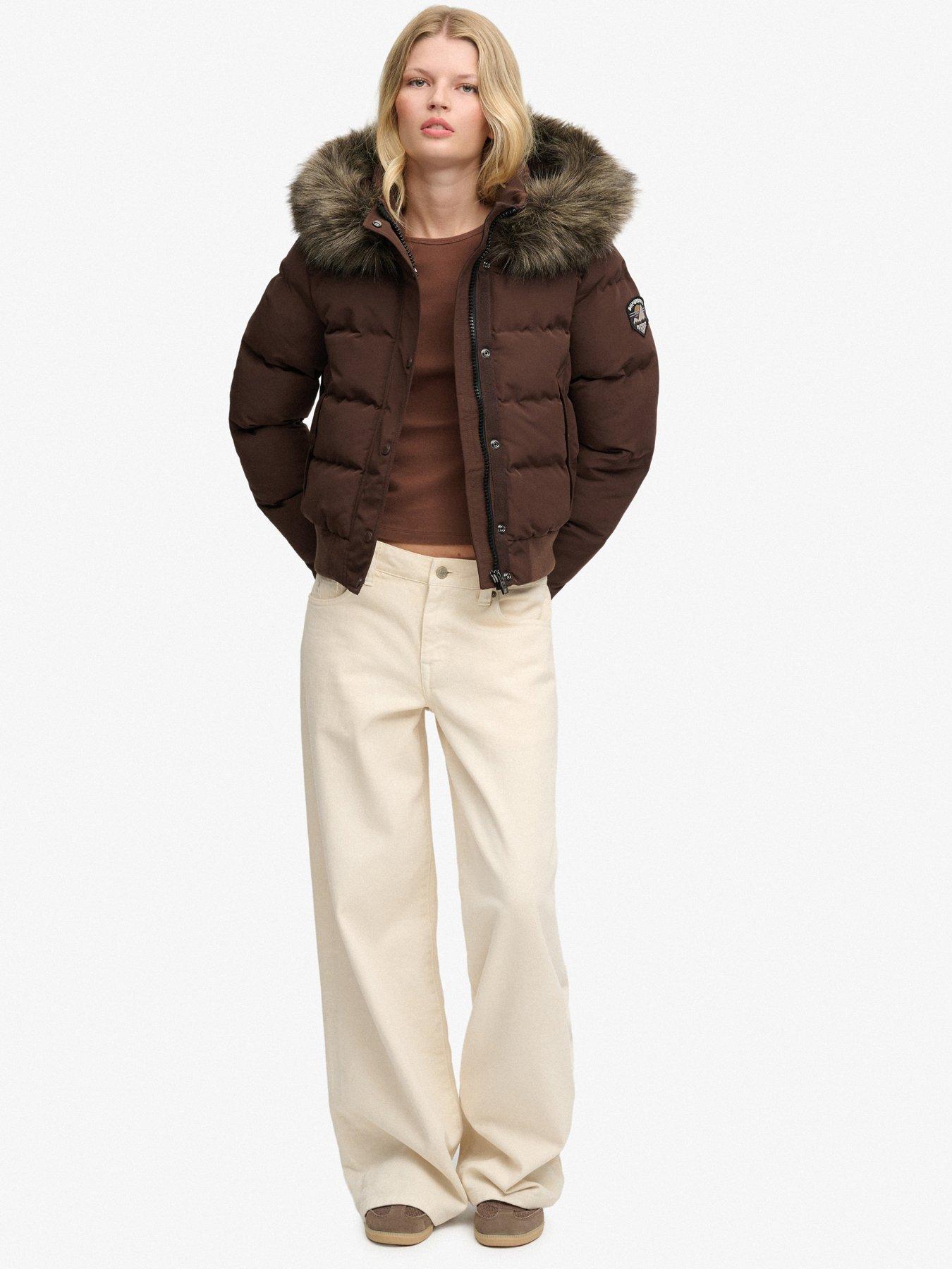 Image 3 of 7 of Superdry Superdry Everest Hooded Bomber Jacket - Brown