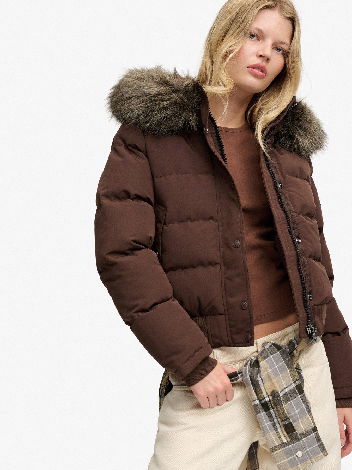 Image 4 of 7 of Superdry Superdry Everest Hooded Bomber Jacket - Brown