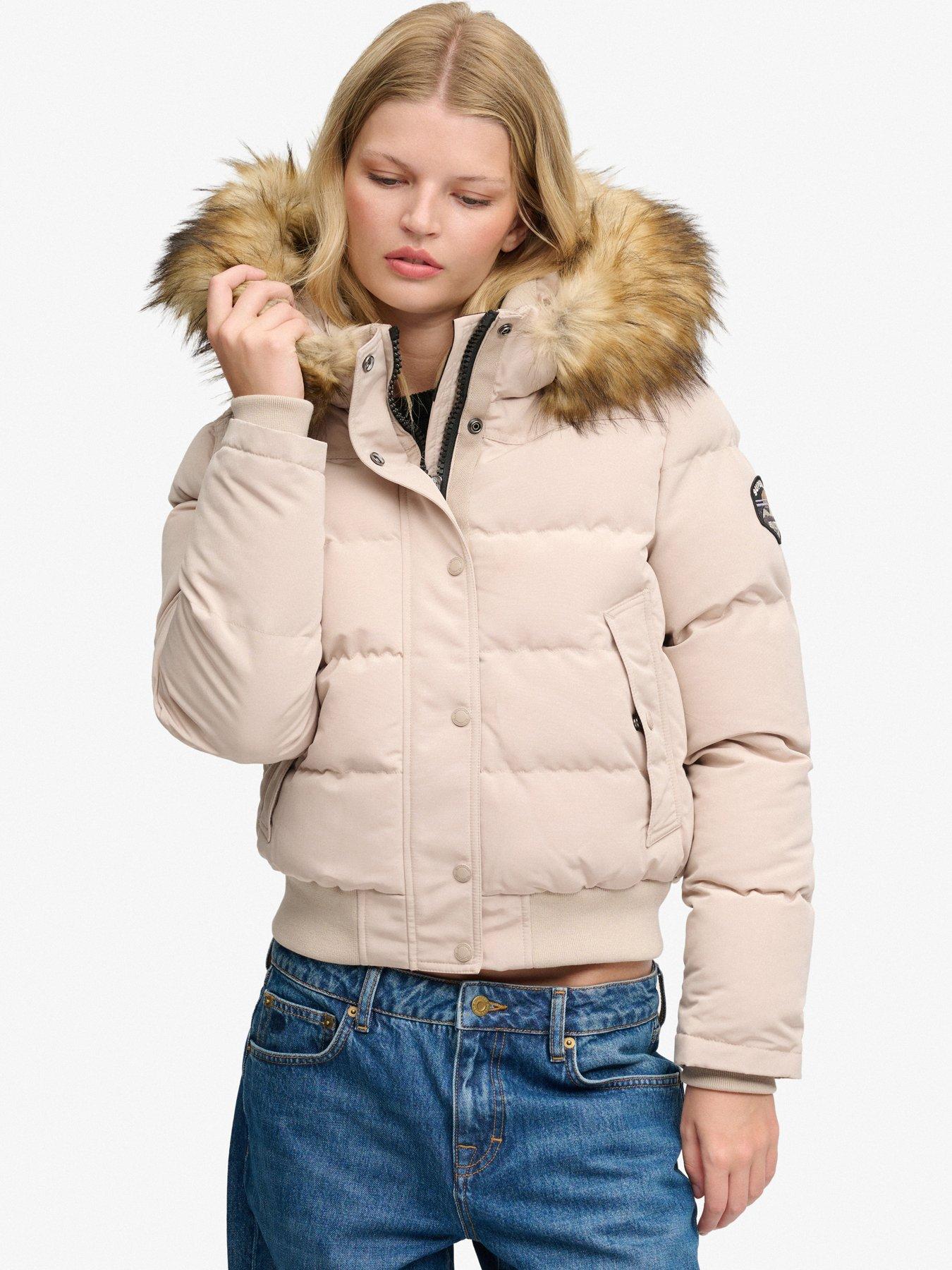 Image 1 of 5 of Superdry Superdry Everest Hooded Bomber Jacket - Beige