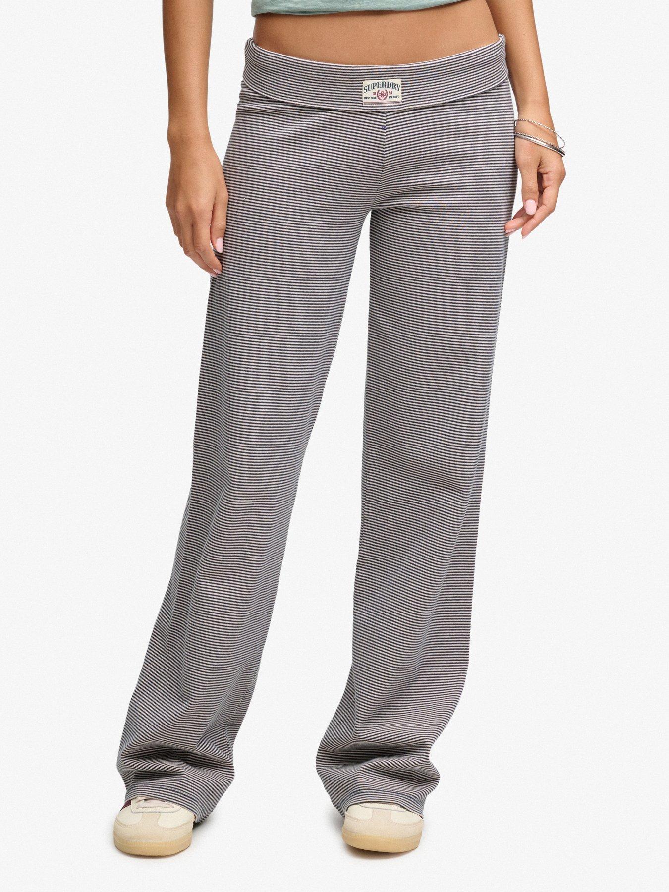 Image 1 of 6 of Superdry Womens Athletic Essentials Stripe Jersey Trousers - Navy