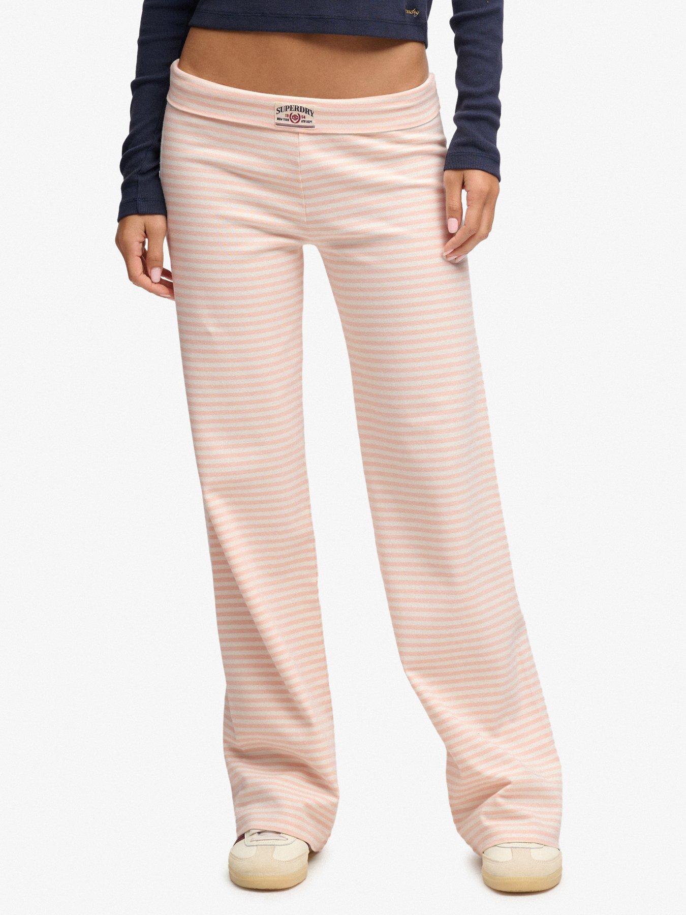 Image 1 of 6 of Superdry Superdry Ath Ess Stripe Jersey Trousers - Pink