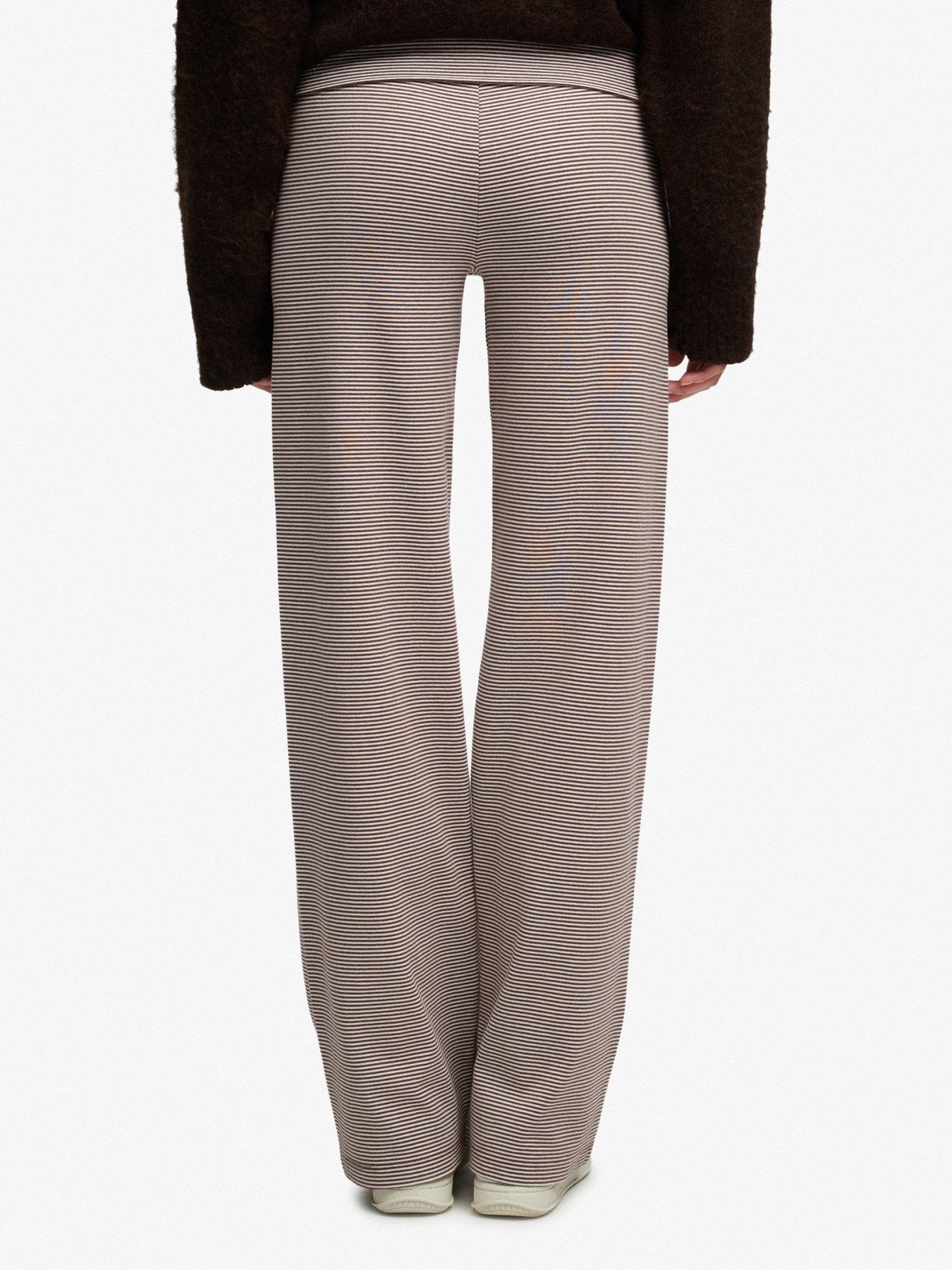 Image 2 of 7 of Superdry Womens Athletic Essentials Fold-Over Low Rise Jersey Trousers - Brown