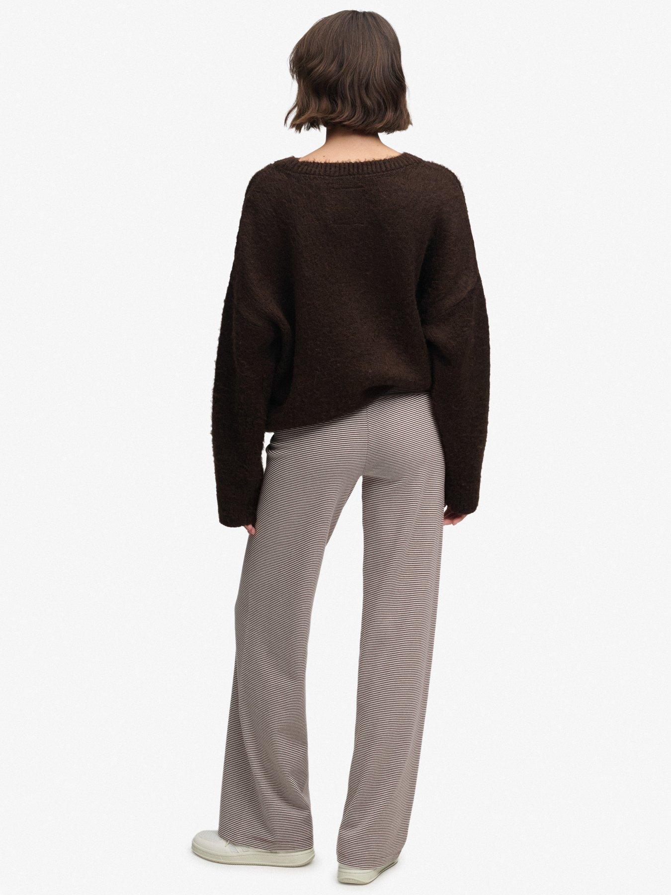 Image 5 of 7 of Superdry Womens Athletic Essentials Fold-Over Low Rise Jersey Trousers - Brown
