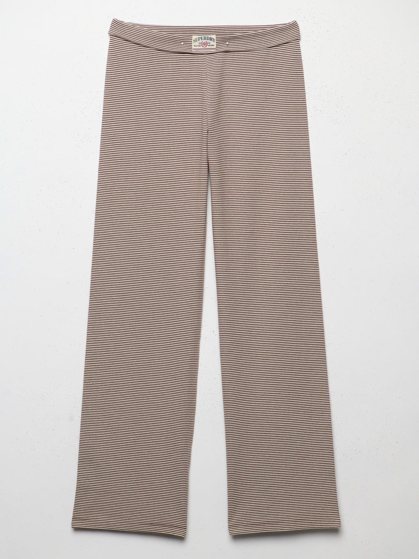 Image 7 of 7 of Superdry Womens Athletic Essentials Fold-Over Low Rise Jersey Trousers - Brown
