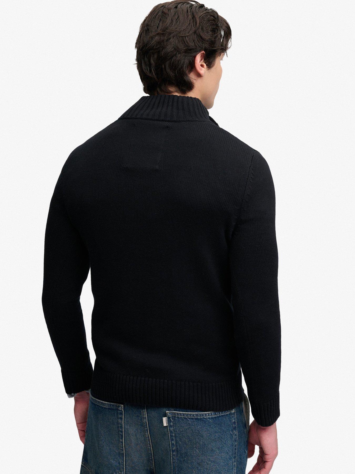 Image 2 of 7 of Superdry Superdry Cotton Button Henley Jumper - Black