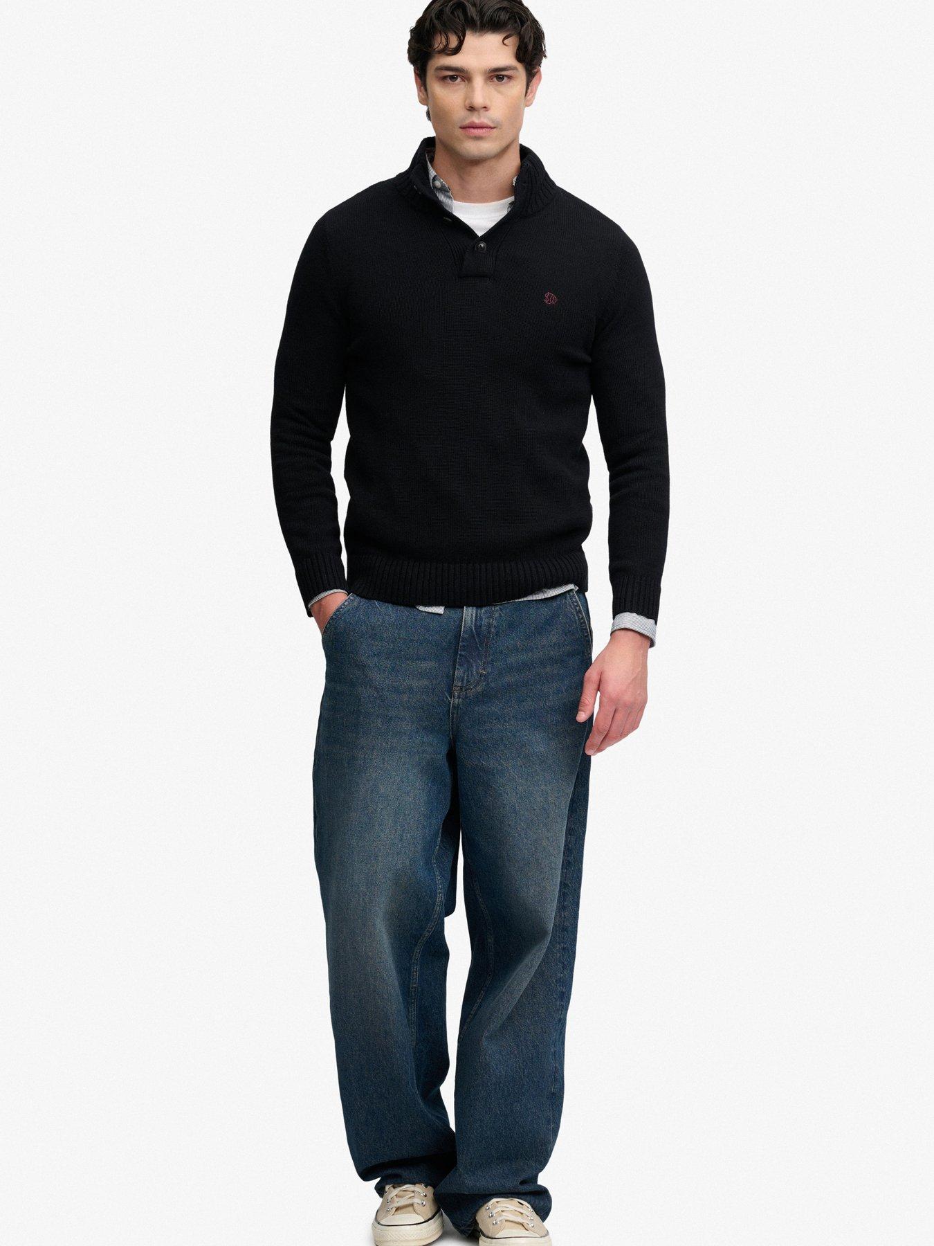 Image 3 of 7 of Superdry Superdry Cotton Button Henley Jumper - Black