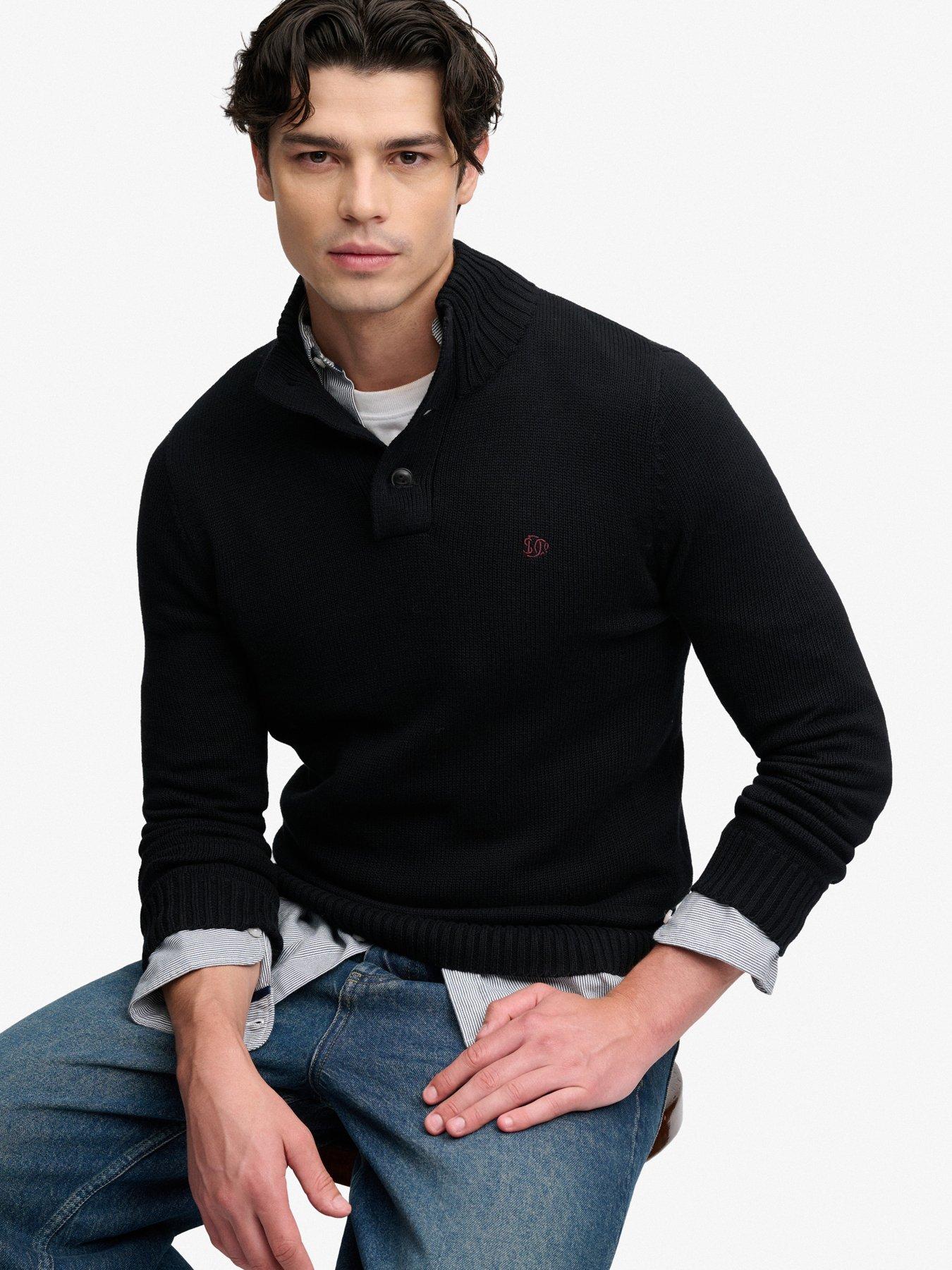 Image 5 of 7 of Superdry Superdry Cotton Button Henley Jumper - Black