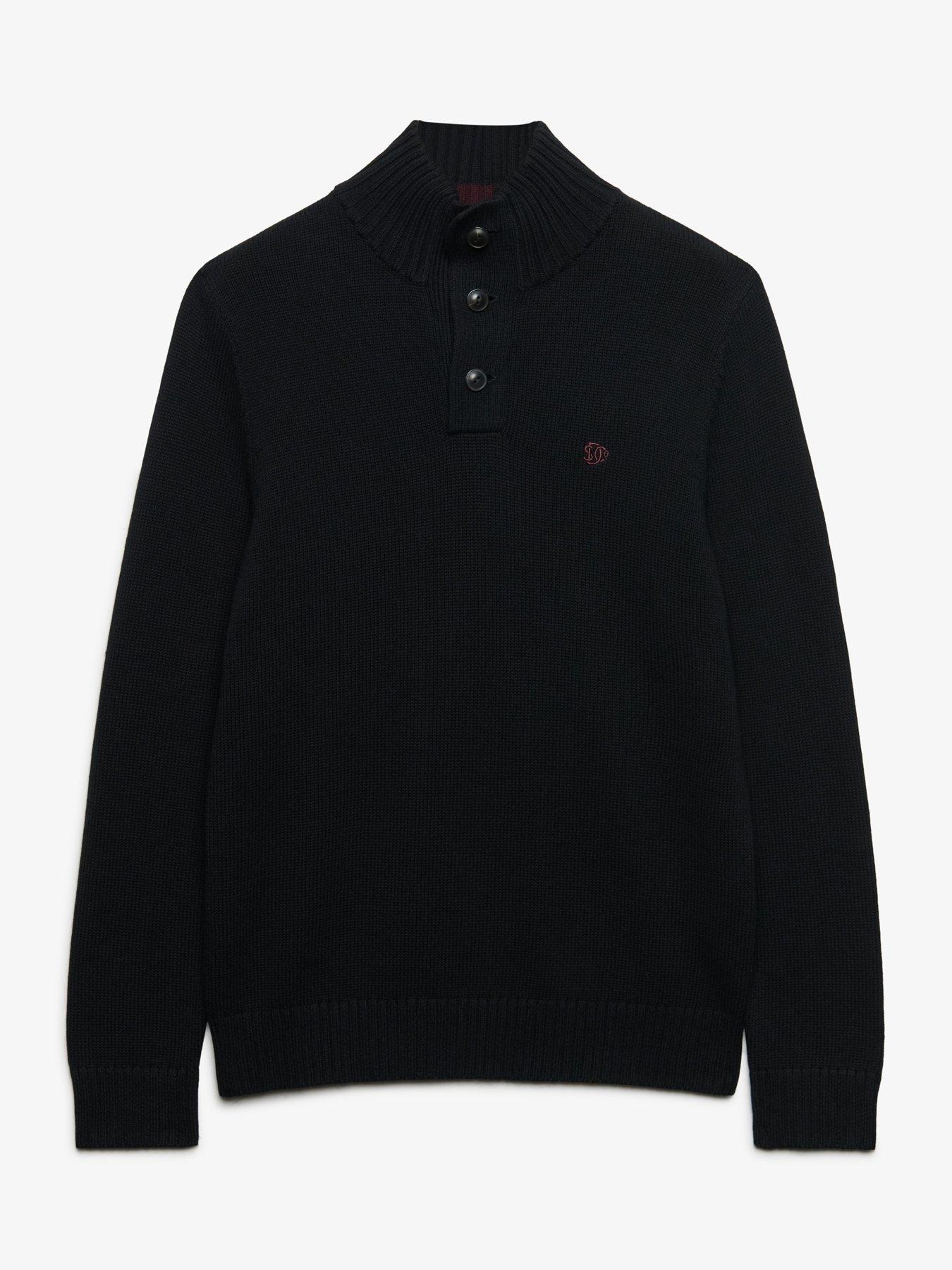 Image 7 of 7 of Superdry Superdry Cotton Button Henley Jumper - Black