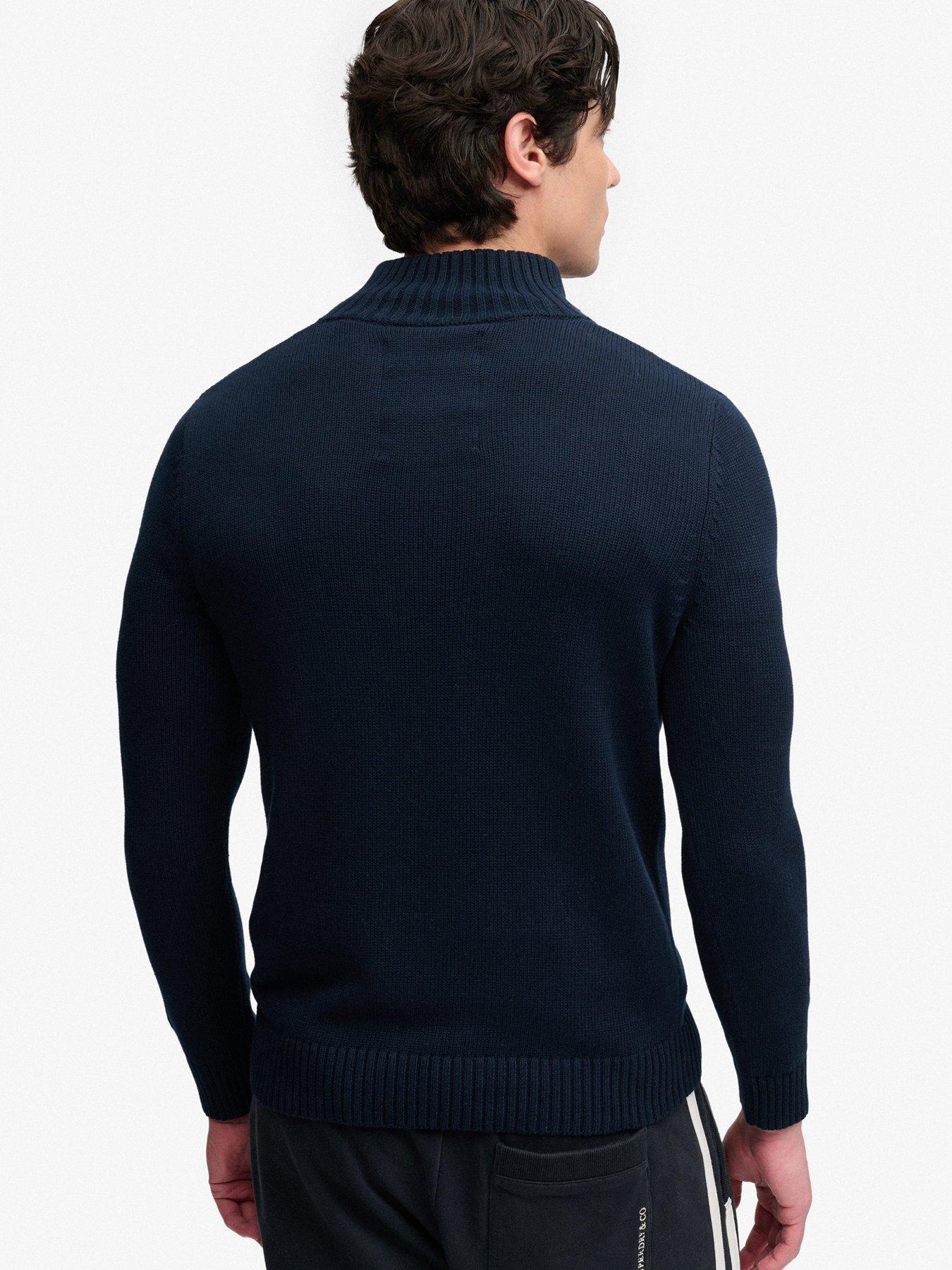 Image 2 of 7 of Superdry Superdry Cotton Button Henley Jumper - Navy