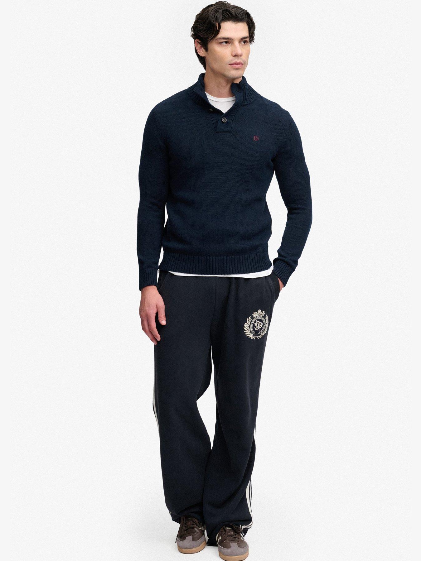 Image 3 of 7 of Superdry Superdry Cotton Button Henley Jumper - Navy