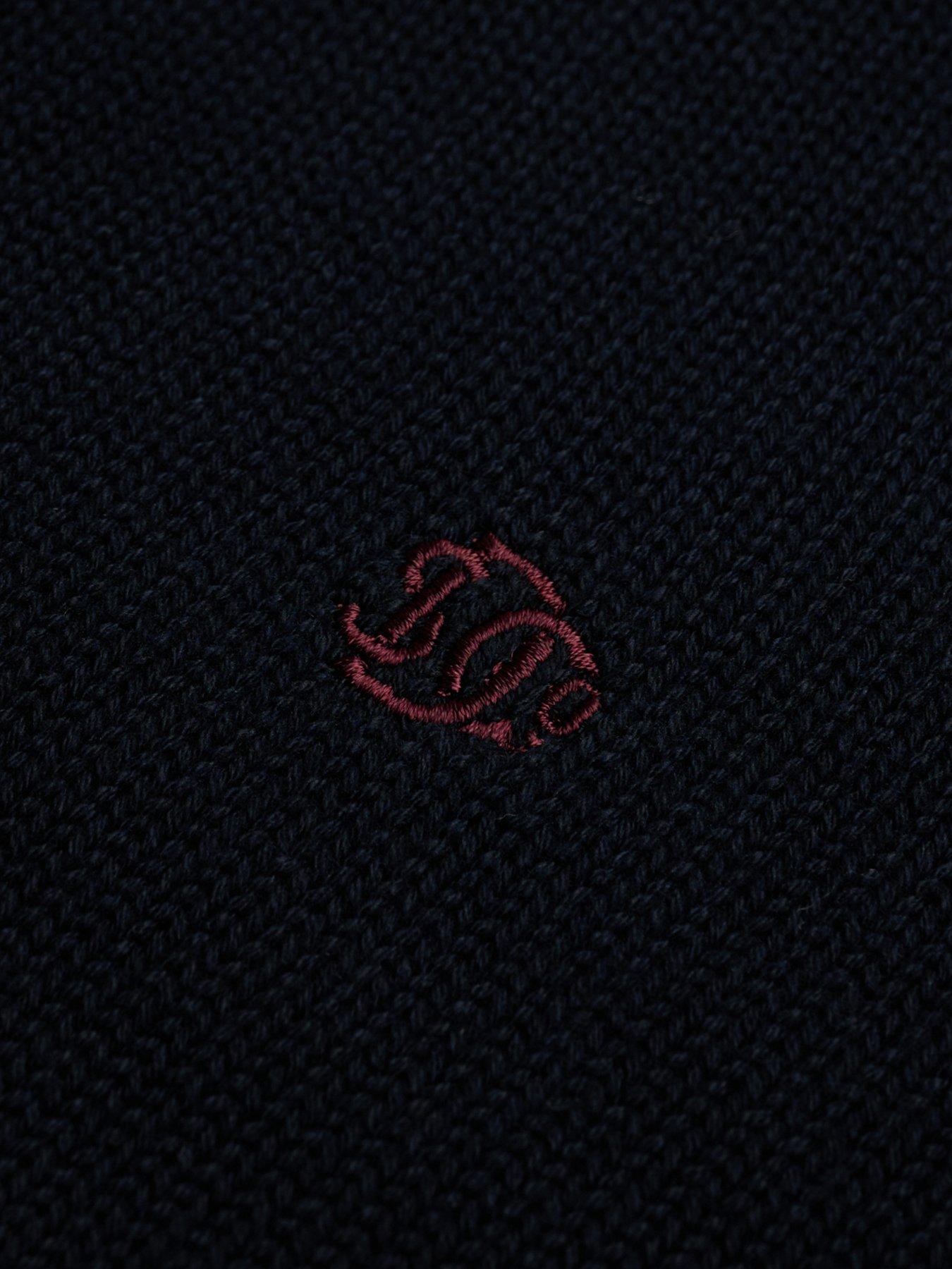 Image 6 of 7 of Superdry Superdry Cotton Button Henley Jumper - Navy