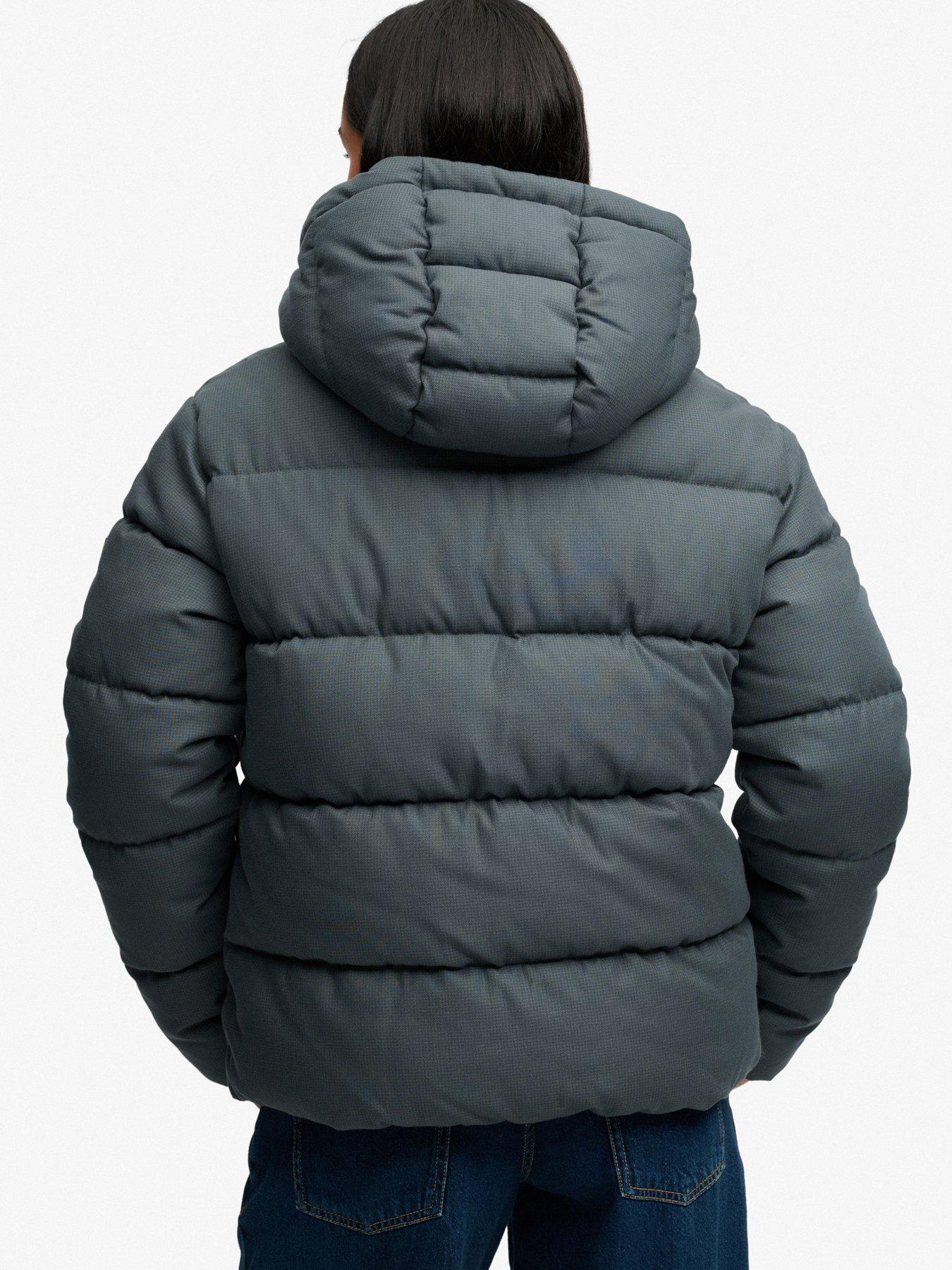 Image 2 of 7 of Superdry Superdry Premium Hood Check Puffer Jacket - Green