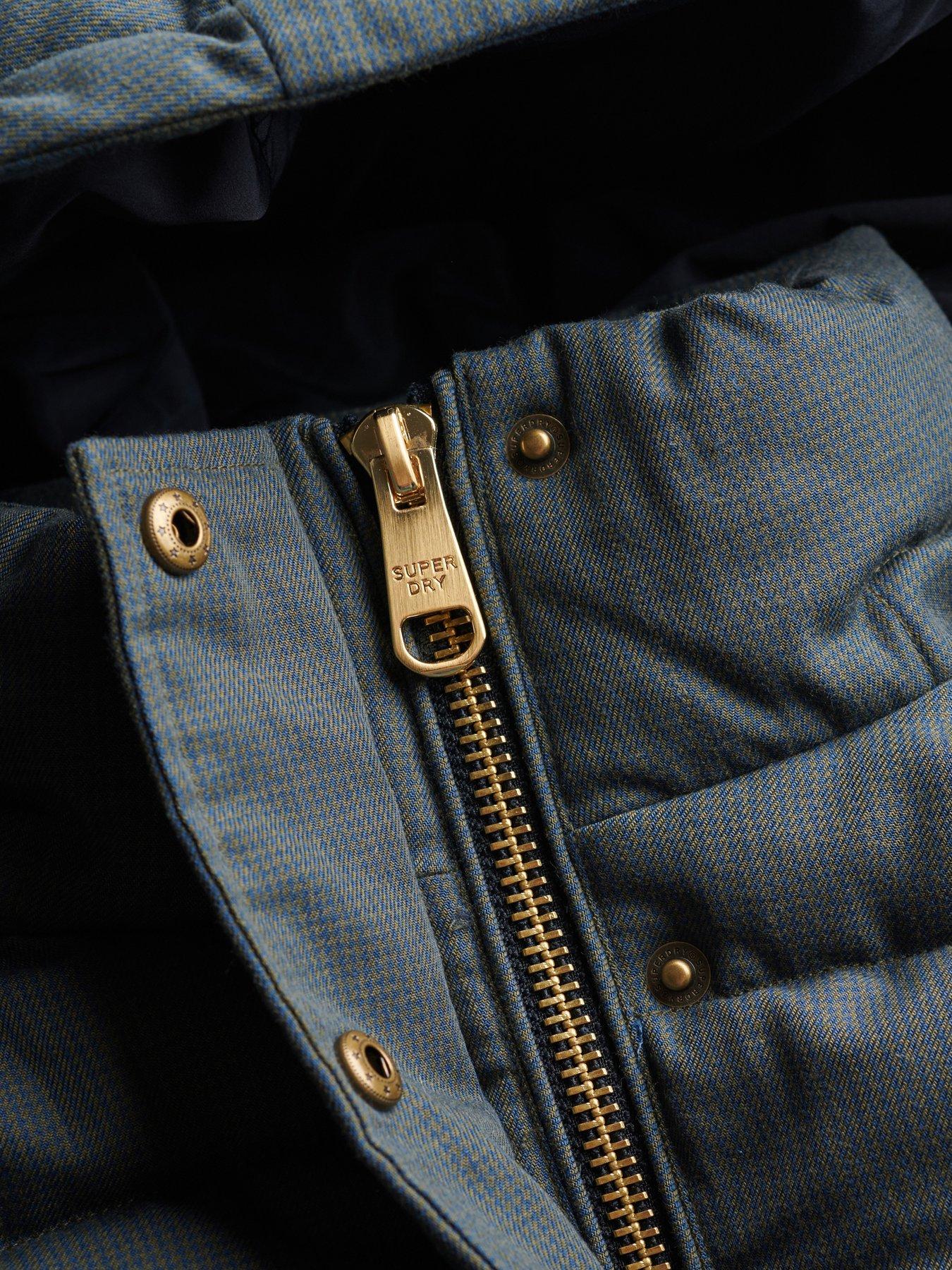 Image 7 of 7 of Superdry Superdry Premium Hood Check Puffer Jacket - Green