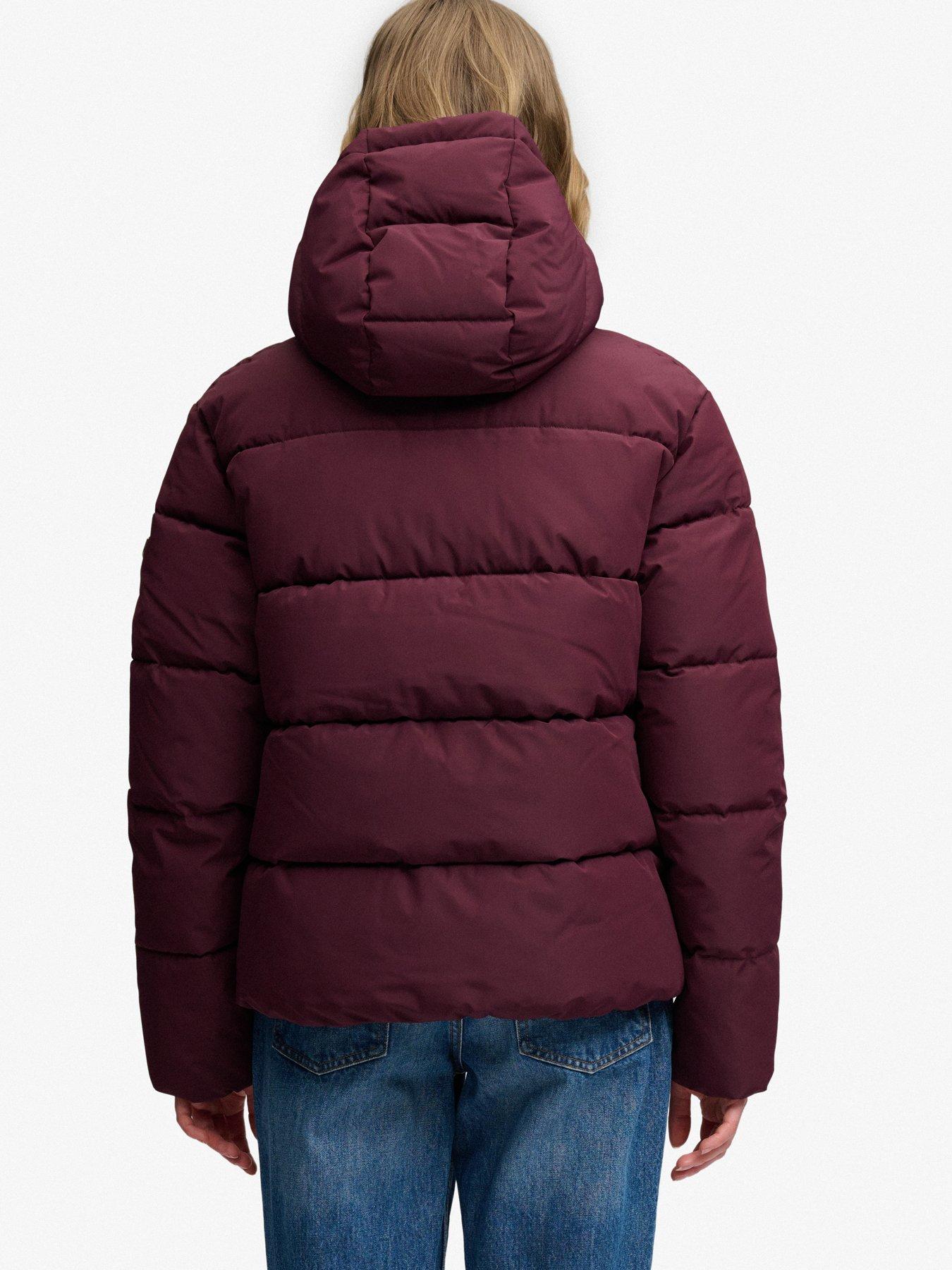 Image 2 of 6 of Superdry Womens Premium Detachable Hood Water-Repellent Puffer Jacket - Purple
