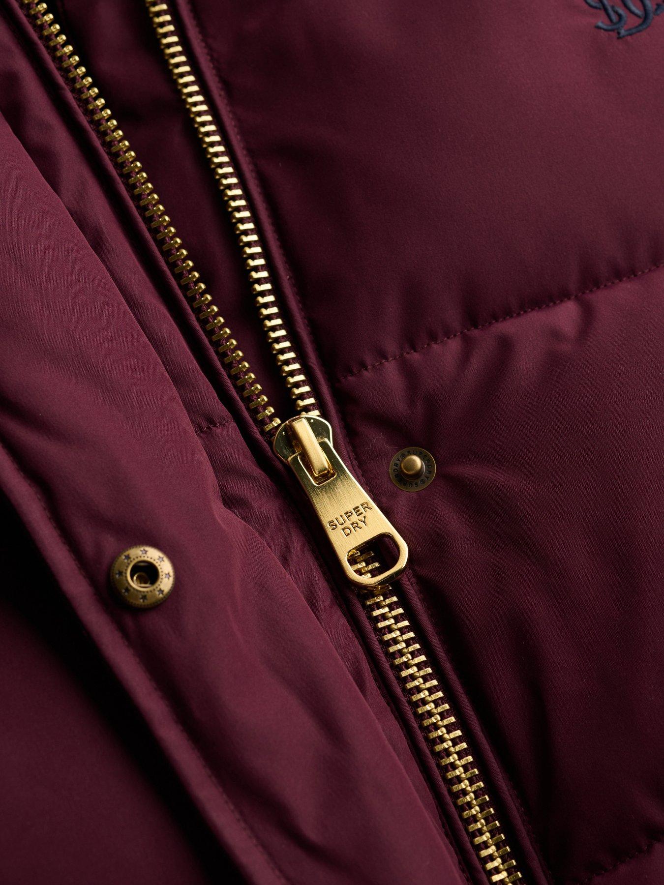 Image 6 of 6 of Superdry Womens Premium Detachable Hood Water-Repellent Puffer Jacket - Purple