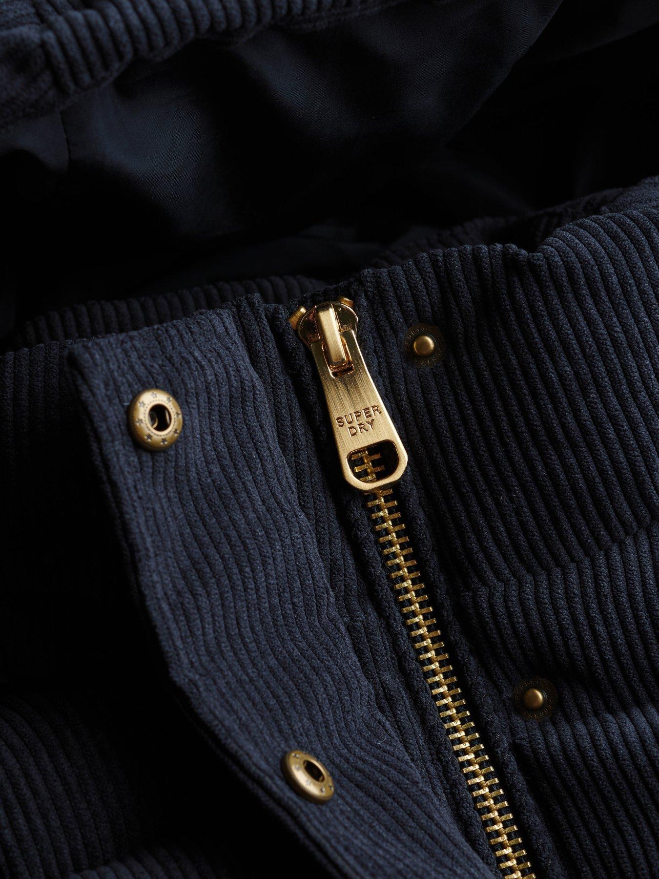 Image 7 of 7 of Superdry Superdry Premium Hood Cord Puffer Jacket - Navy
