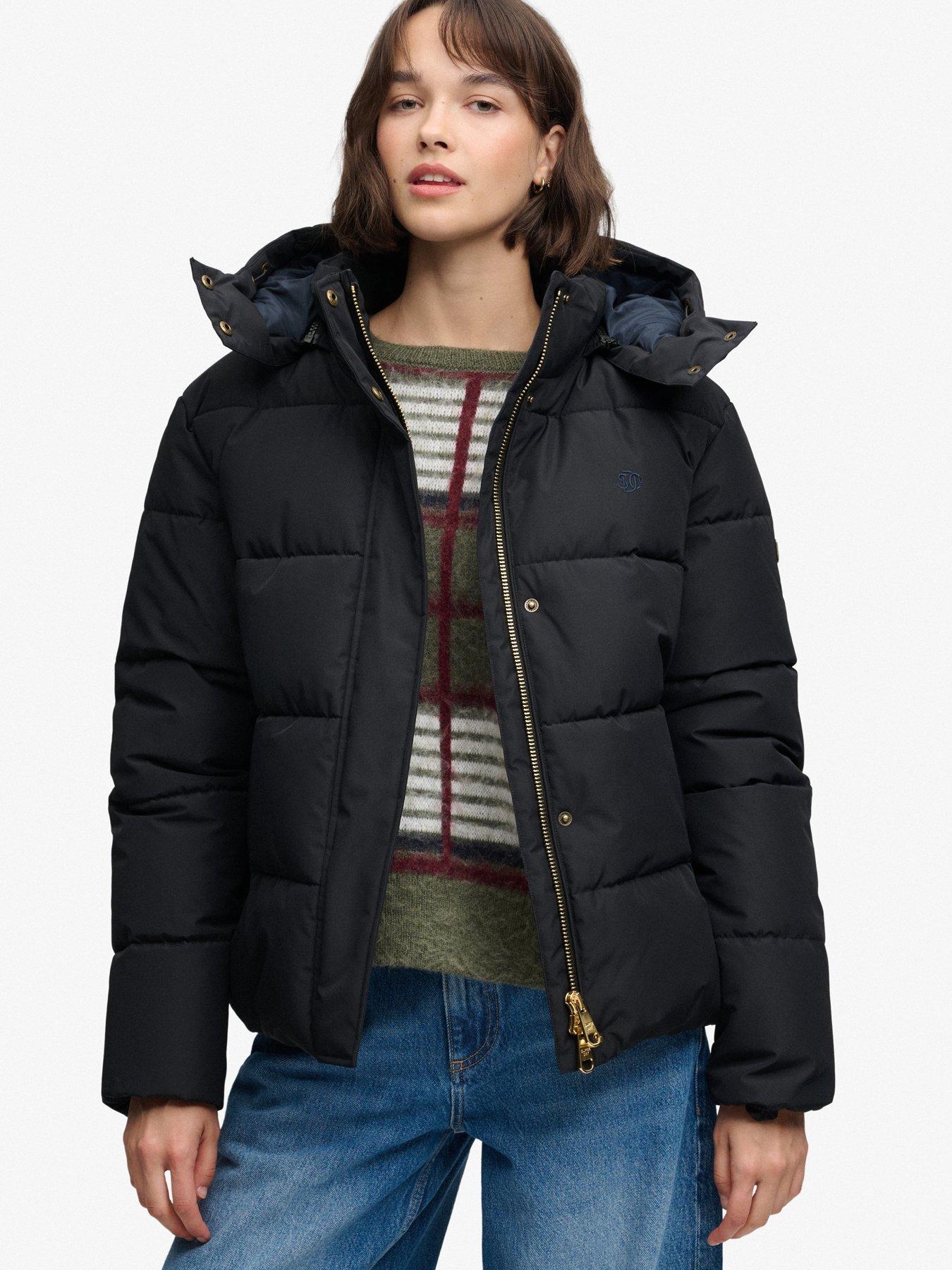 Image 1 of 7 of Superdry Superdry Premium Hood Puffer Jacket - Black