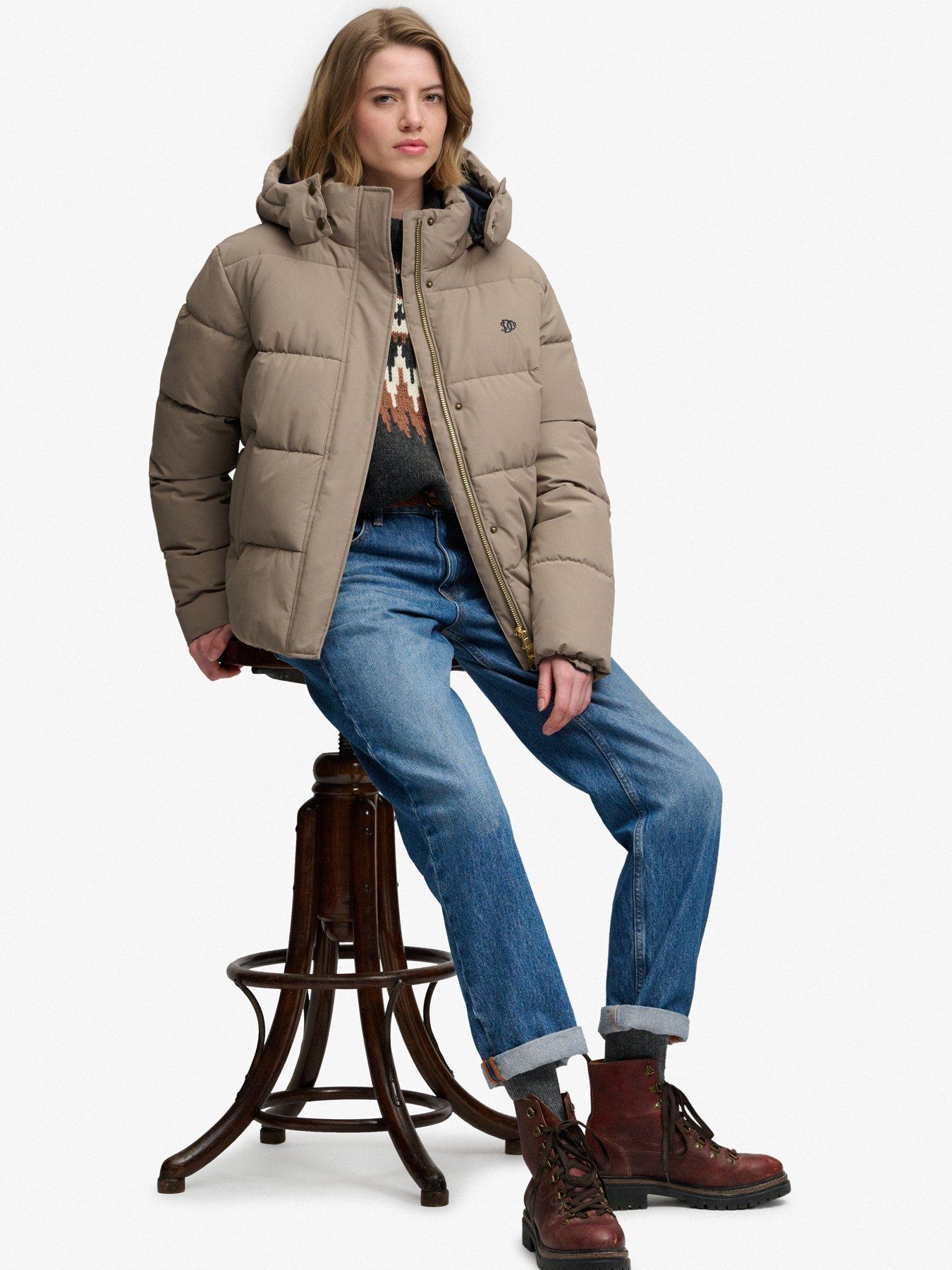 Image 4 of 7 of Superdry Superdry Premium Hood Puffer Jacket - Brown