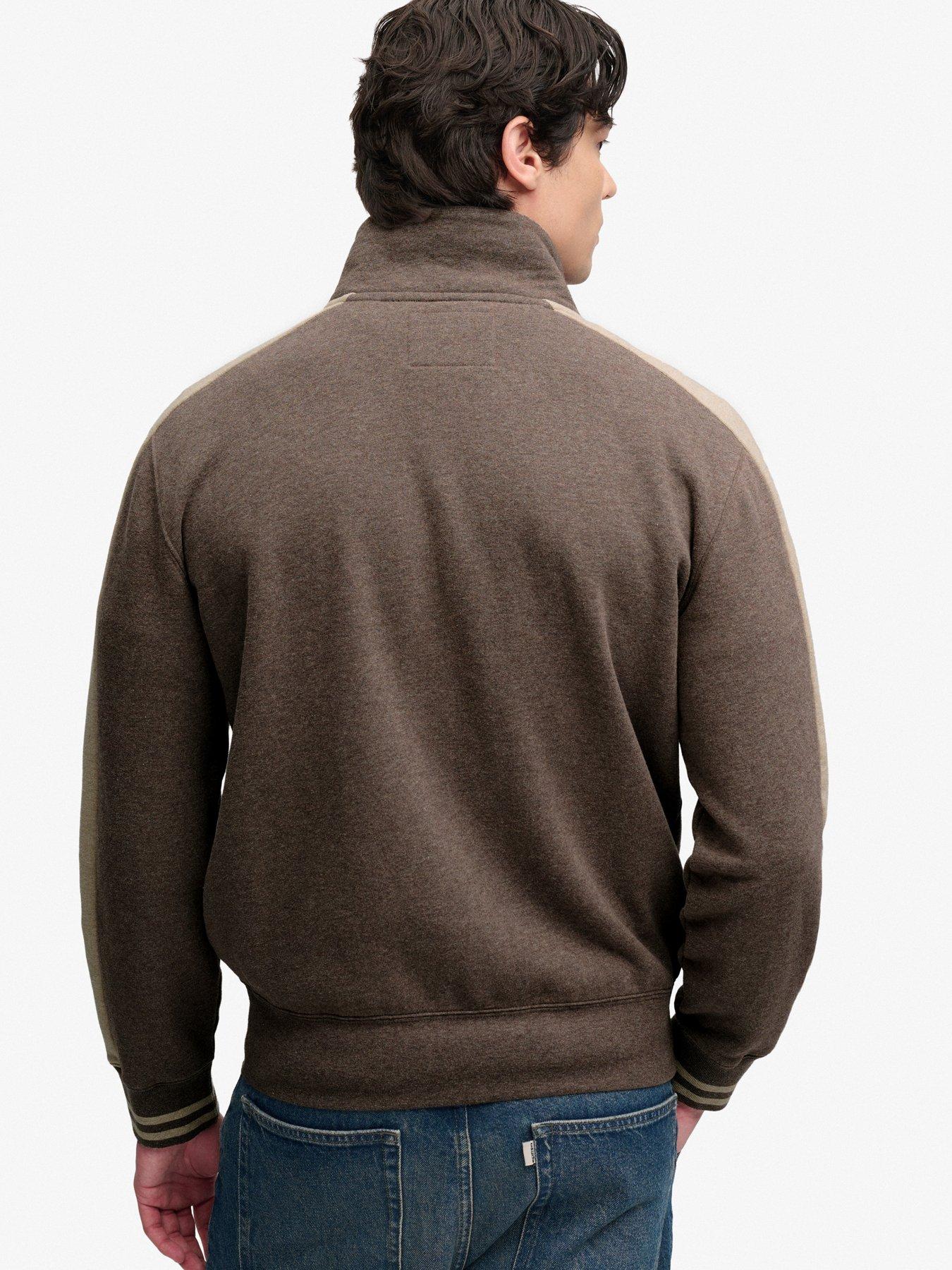 Image 2 of 5 of Superdry Mens Sdco Funnel Neck Zip Track Top - Brown