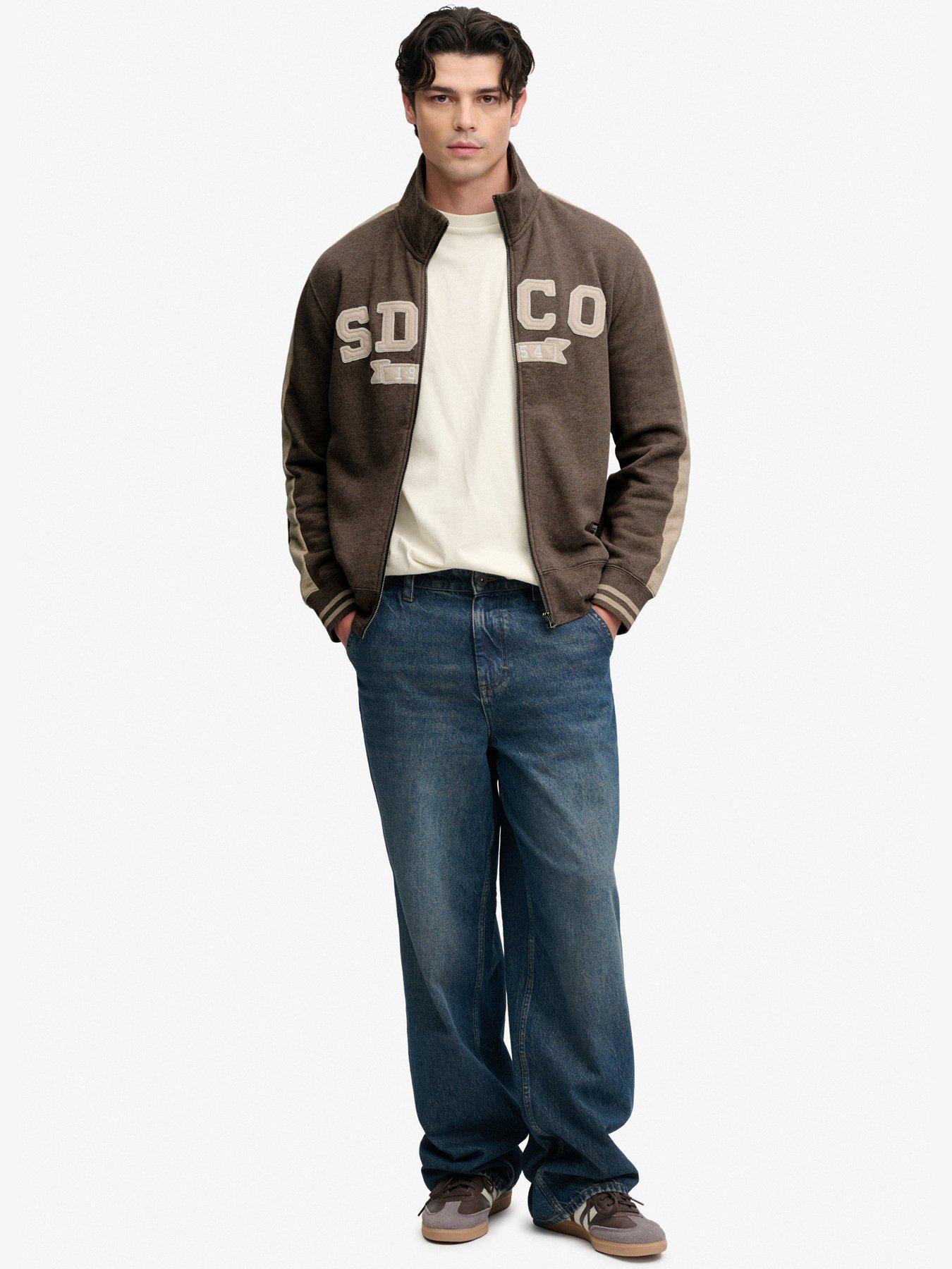 Image 3 of 5 of Superdry Mens Sdco Funnel Neck Zip Track Top - Brown