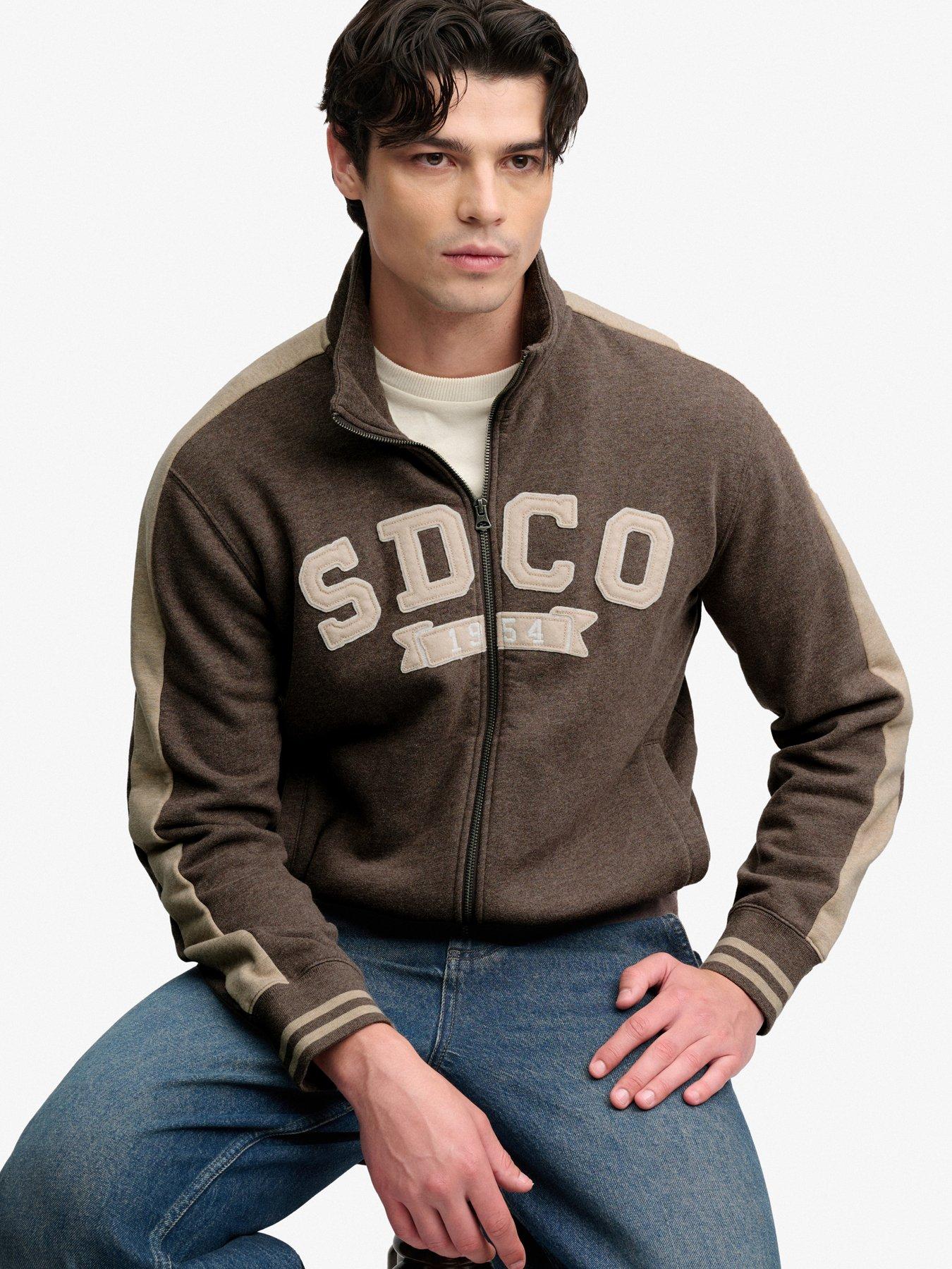 Image 4 of 5 of Superdry Mens Sdco Funnel Neck Zip Track Top - Brown