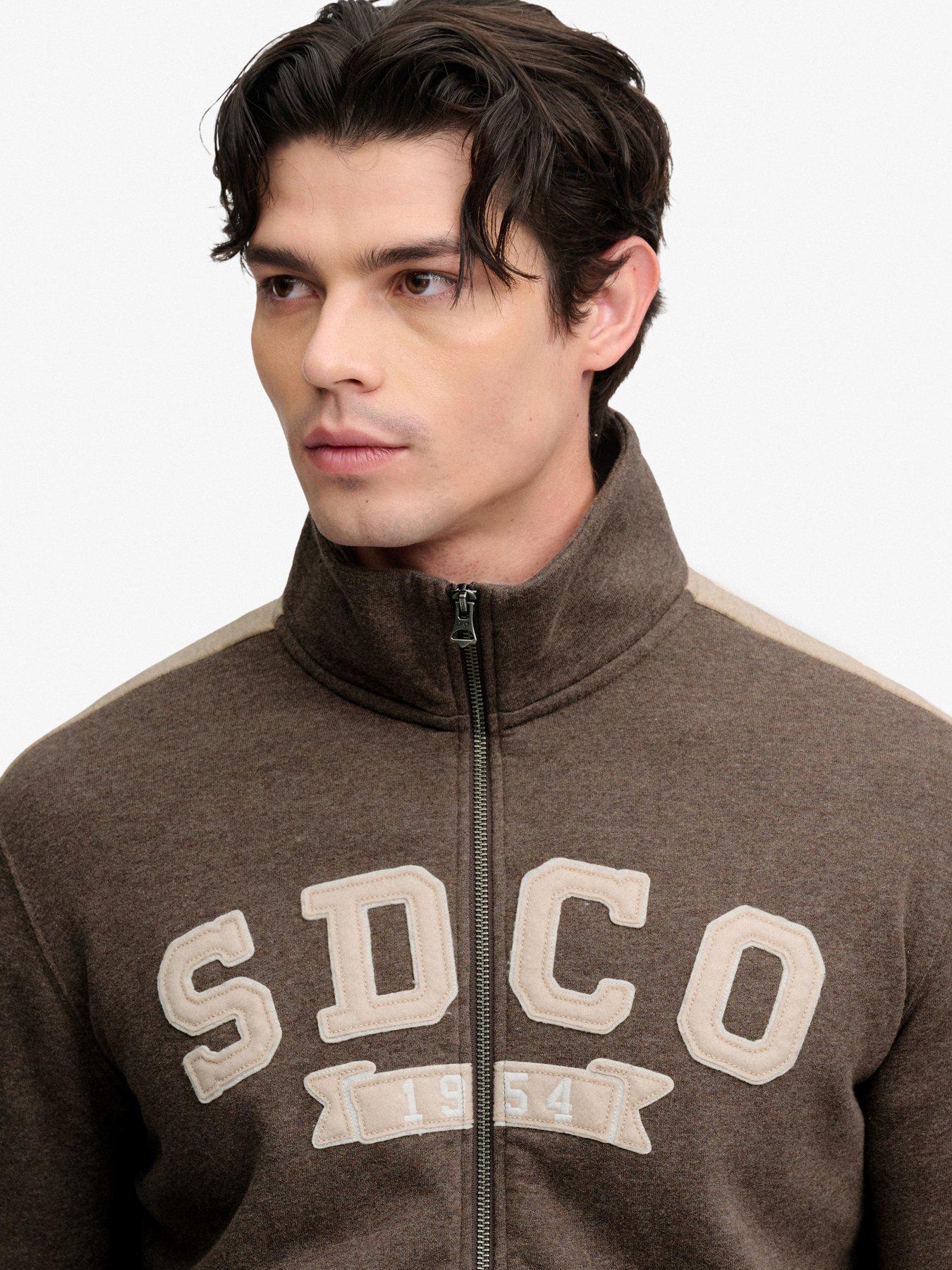 Image 5 of 5 of Superdry Mens Sdco Funnel Neck Zip Track Top - Brown